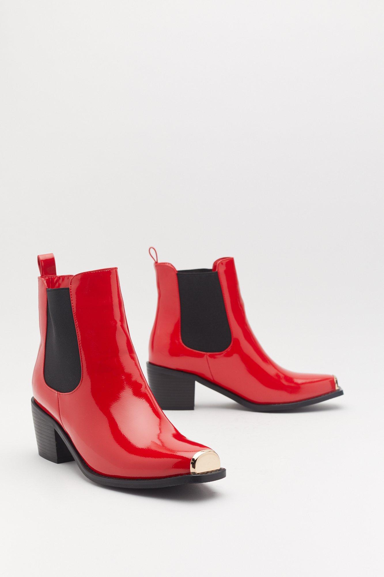 red patent boots