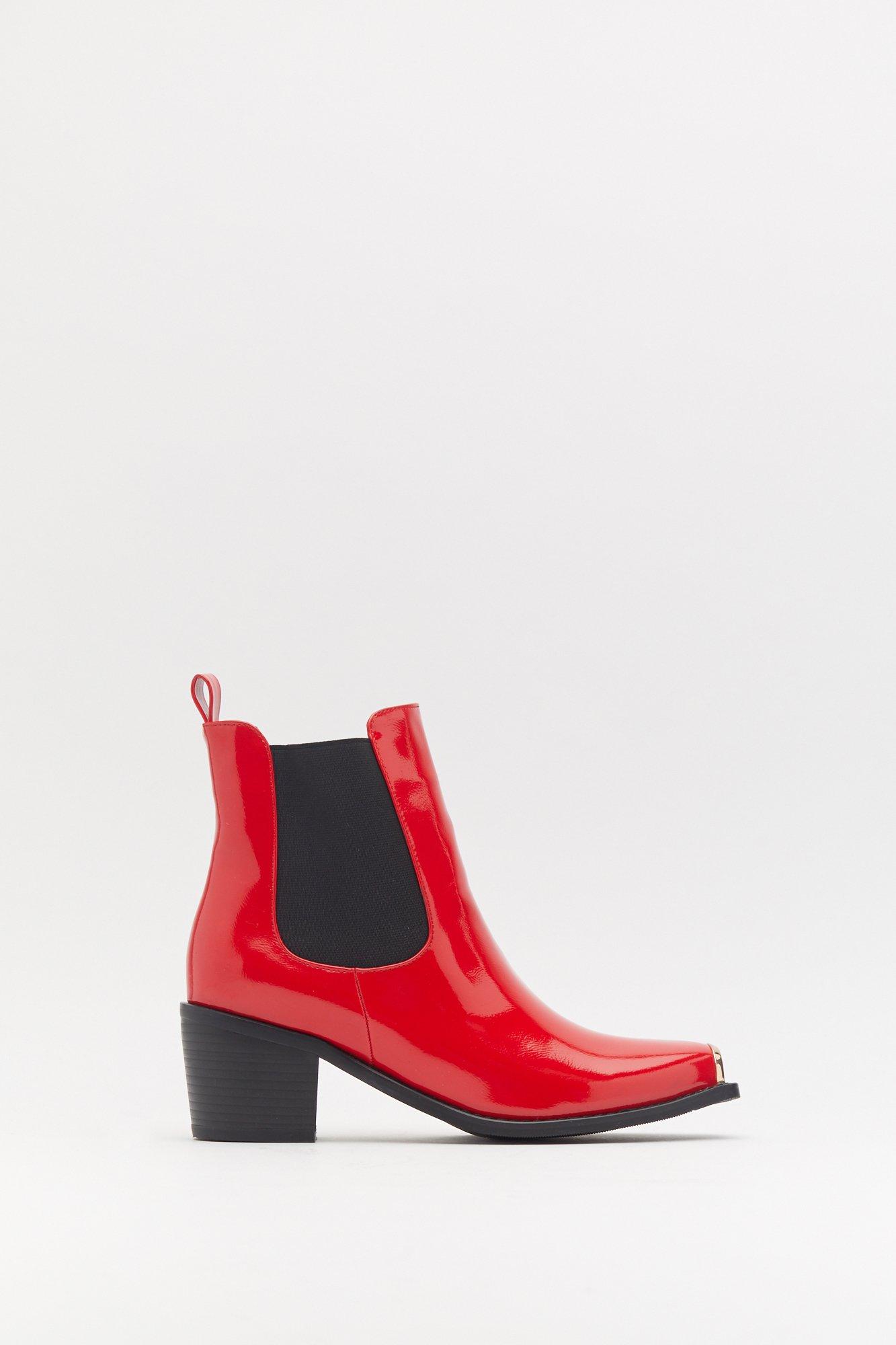 red patent chelsea boots