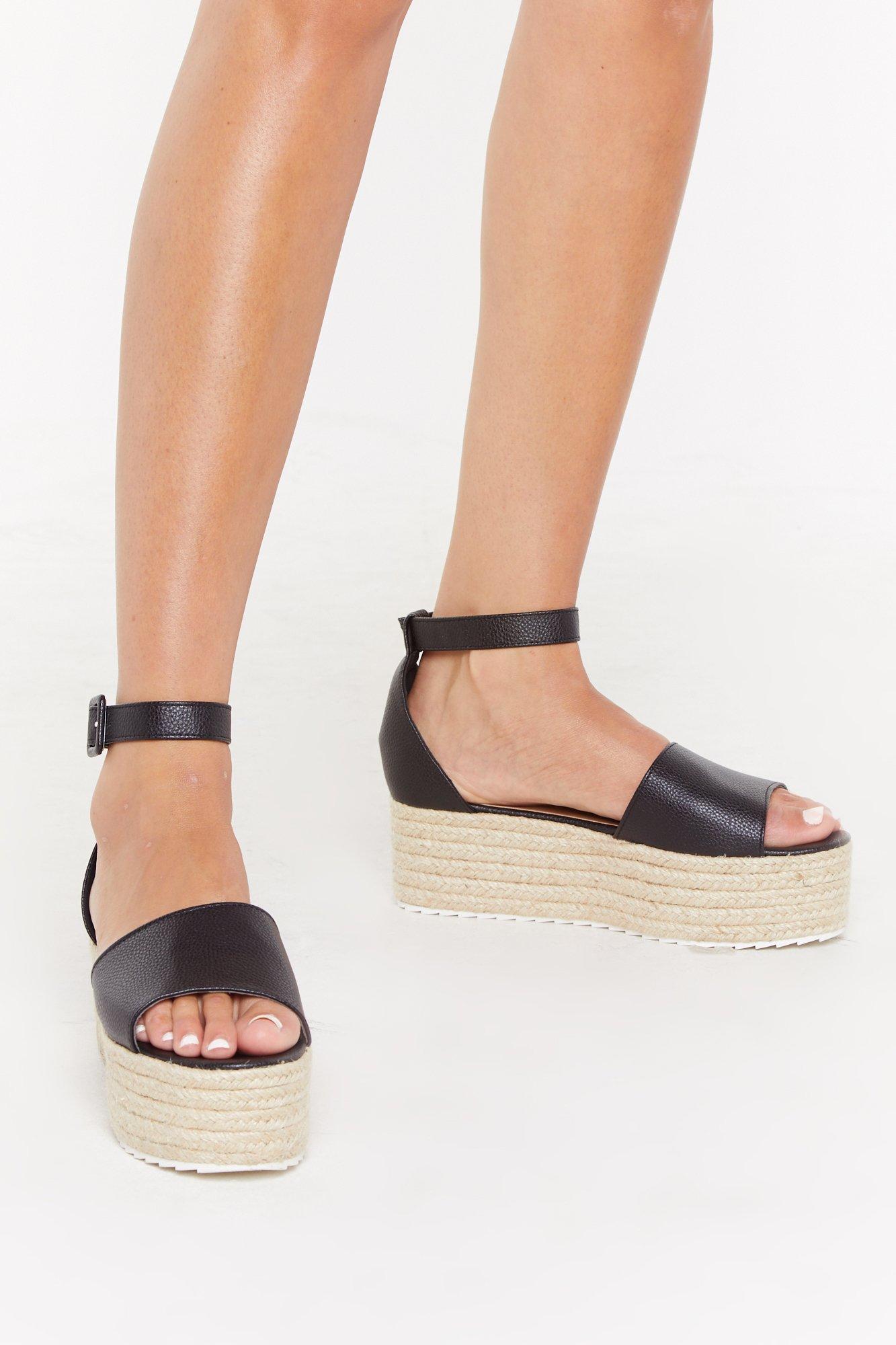 raffia flatform sandals