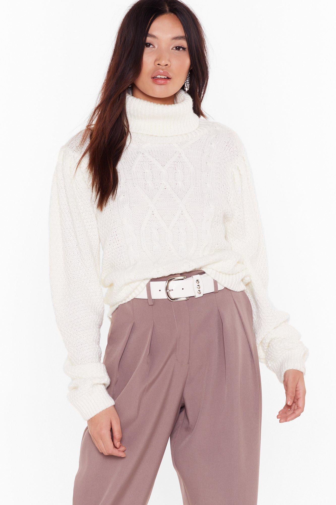 turtle neck jumper white