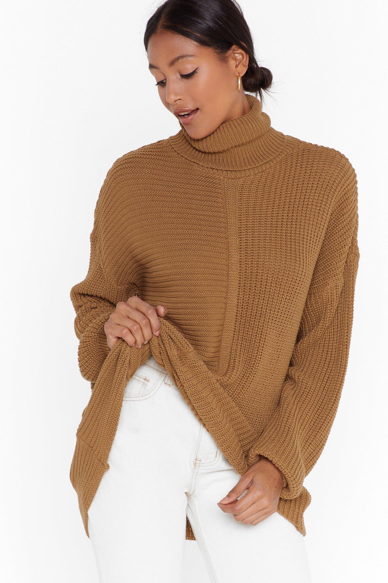 Roll Neck Ribbed Splice Jumper