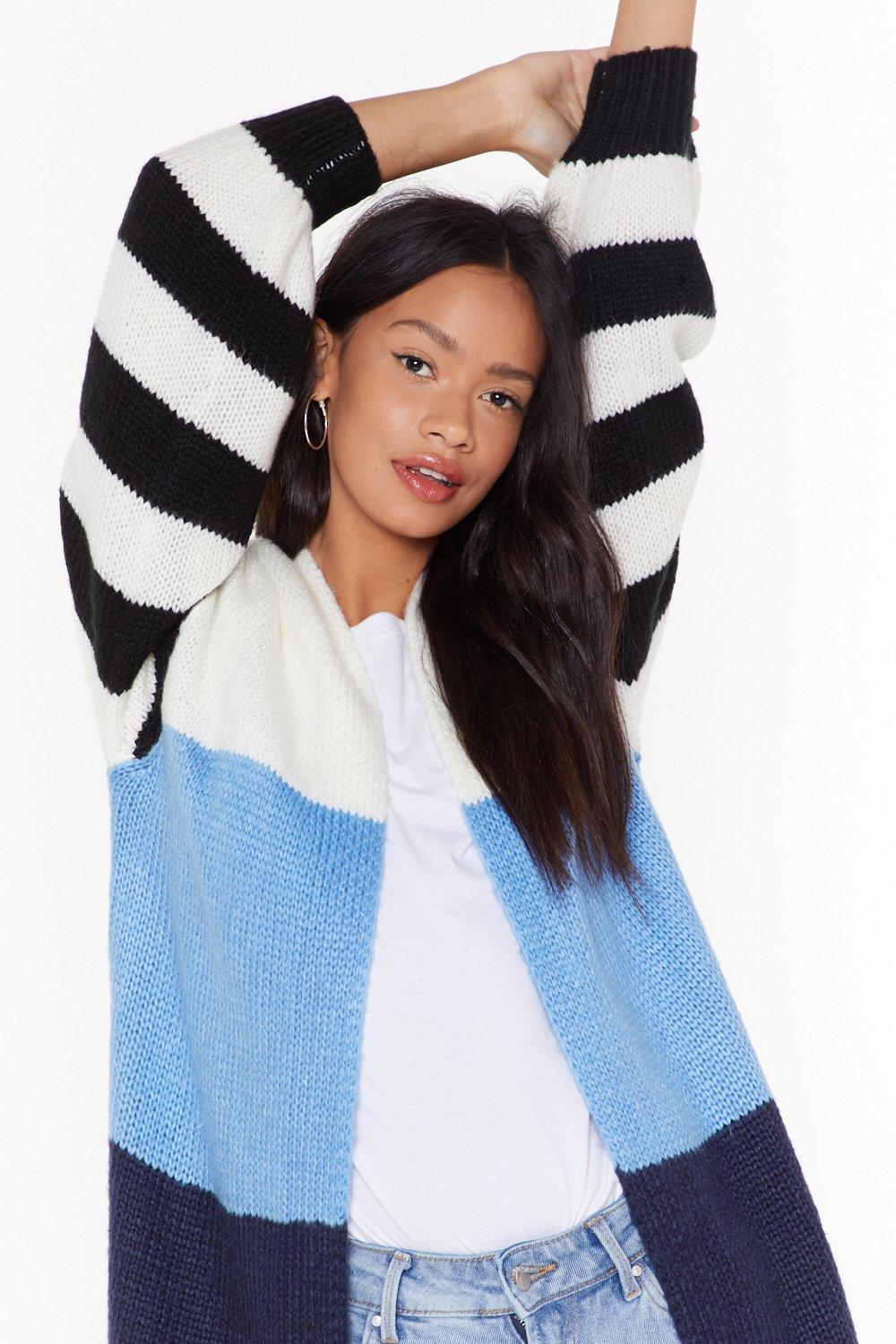 striped longline cardigan