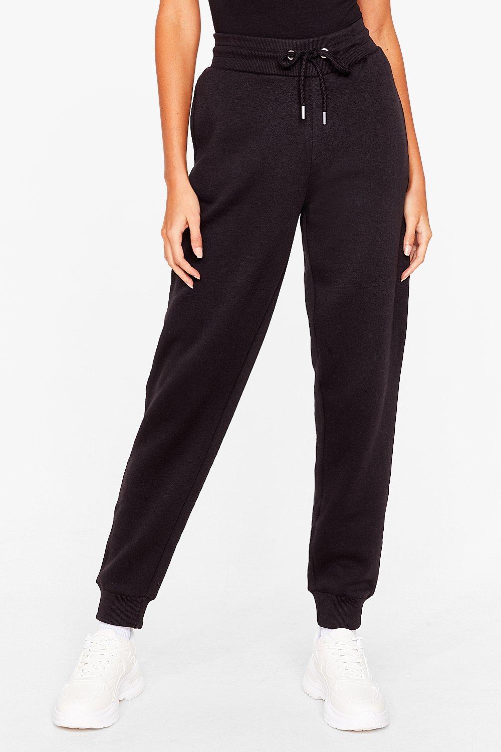 high waisted joggers black