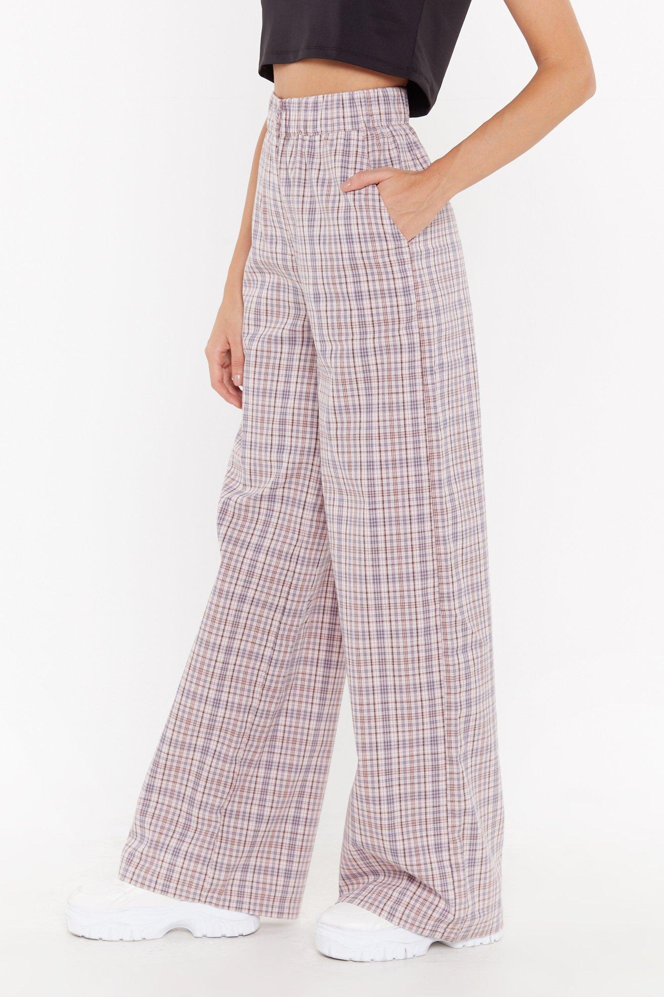 plaid wide pants