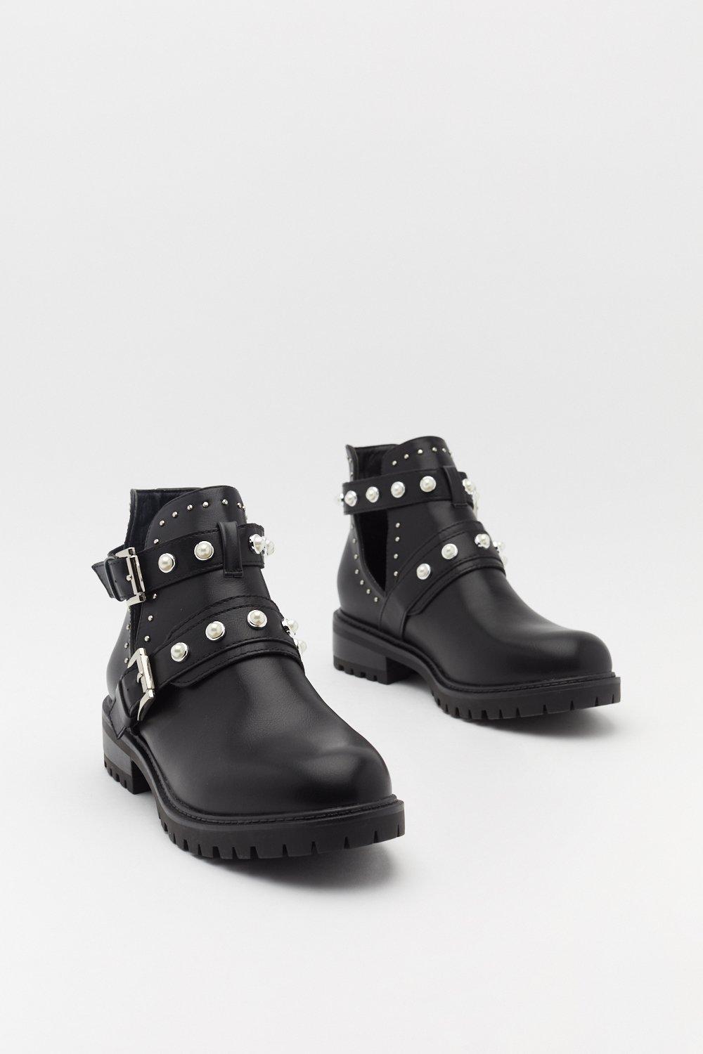 embellished biker boot