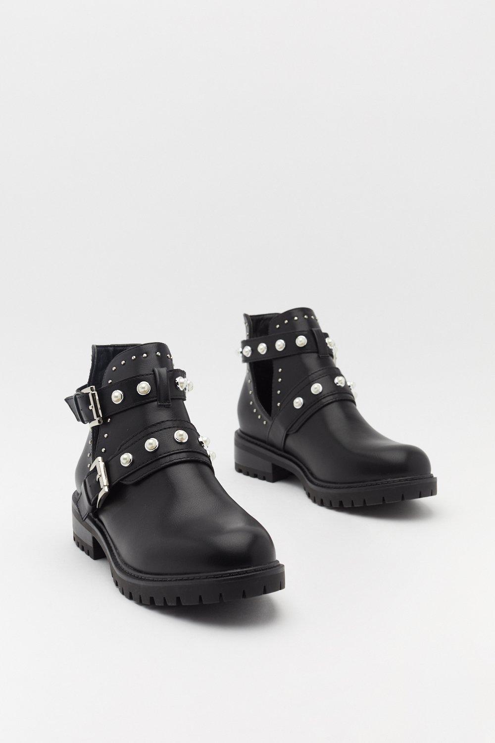 pearl biker boots