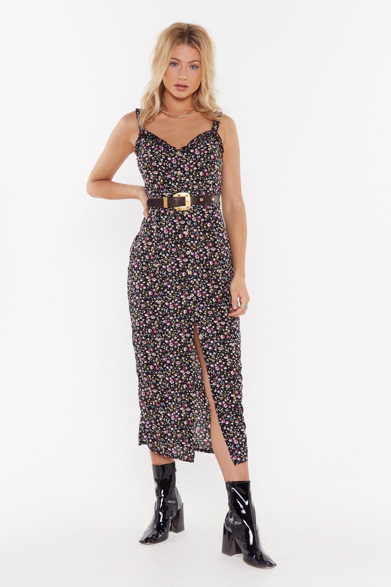 plunge down midi dress nasty gal