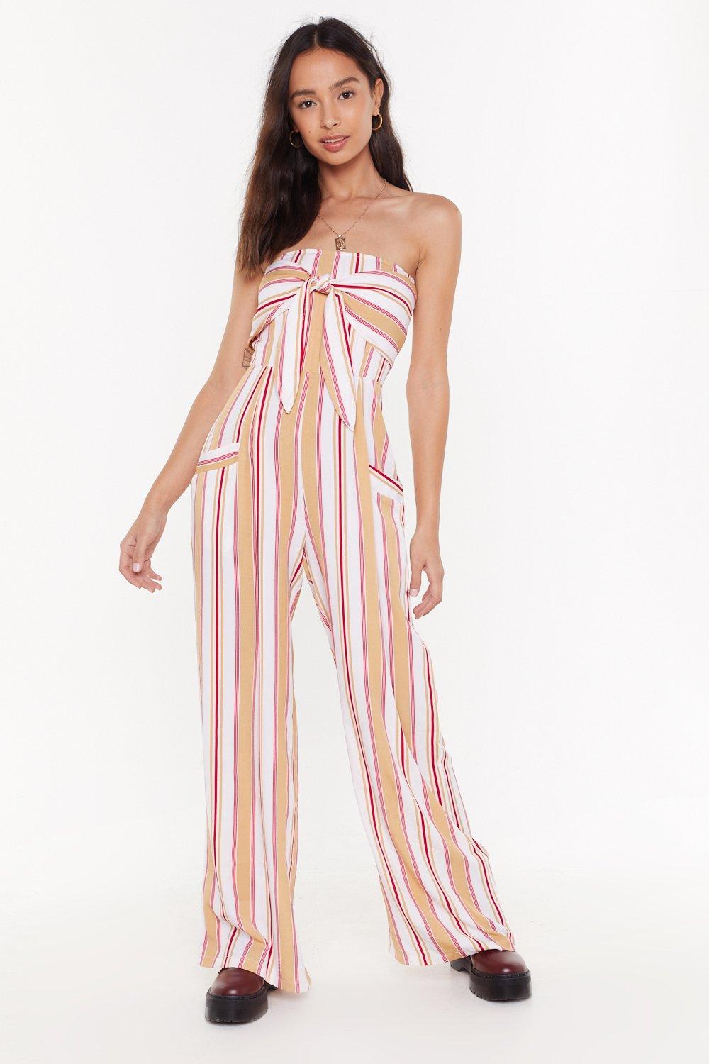 striped bandeau jumpsuit