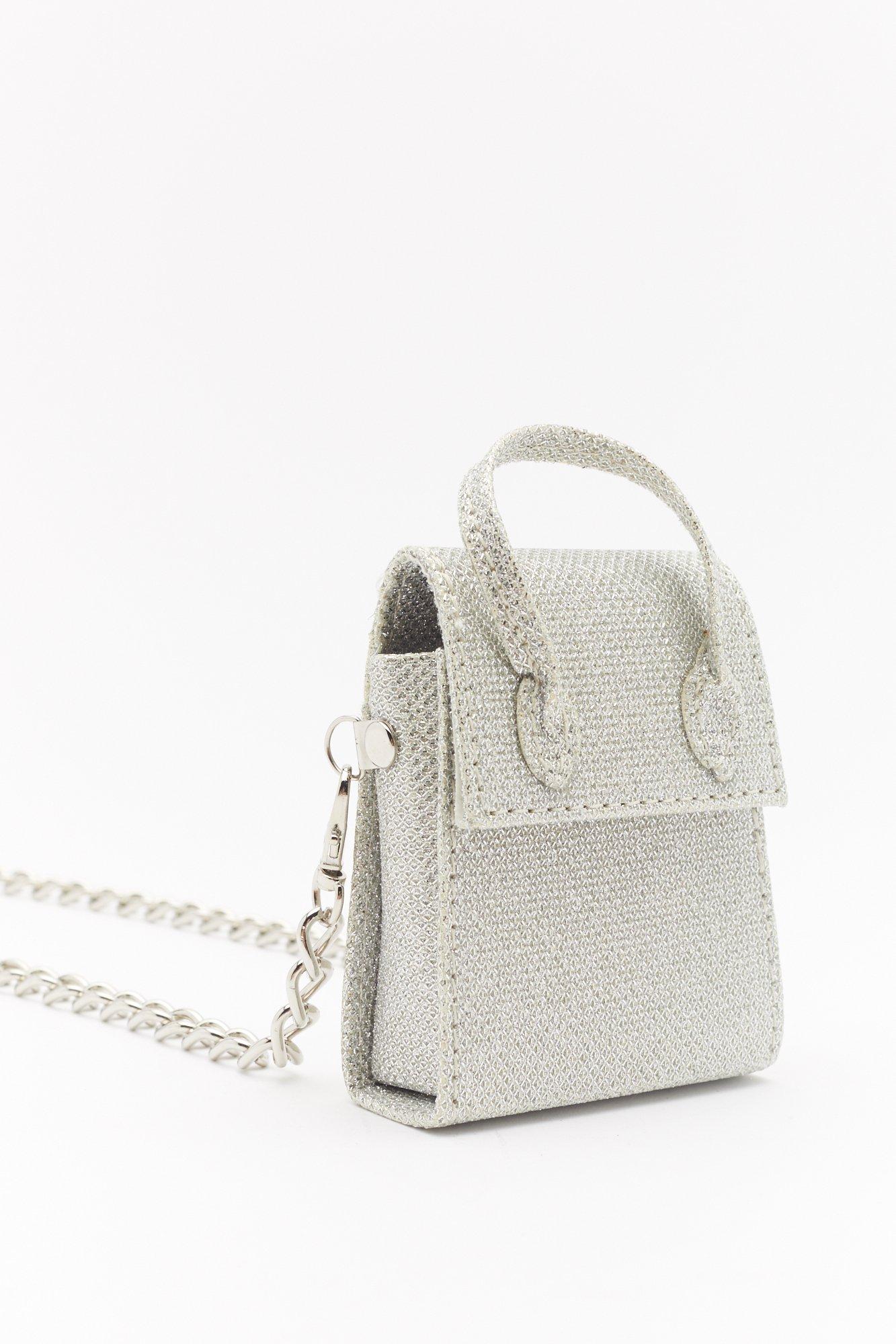 silver glitter shoulder bag