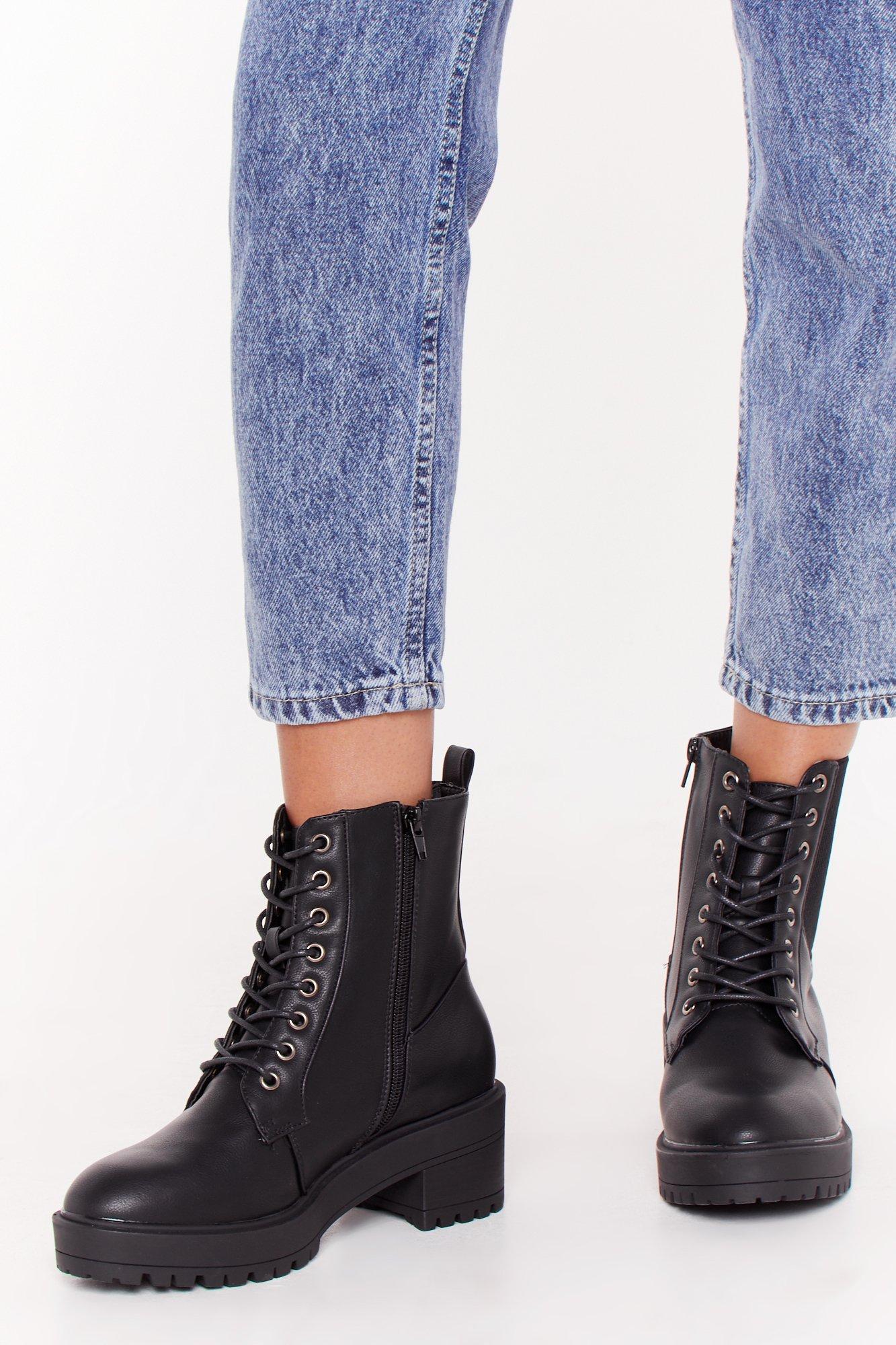 Together Faux Leather Lace-Up Boots 