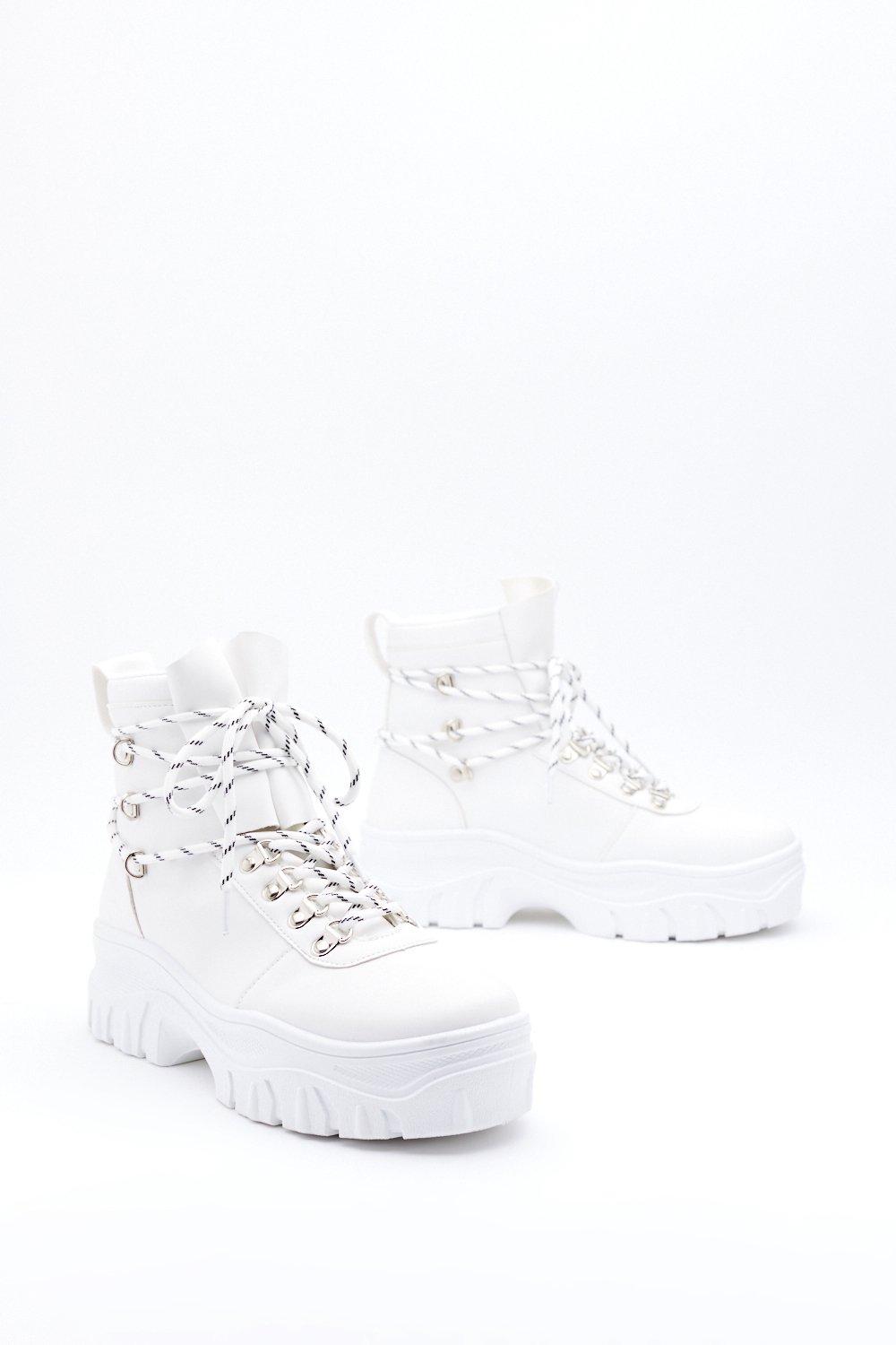 white hiker boots