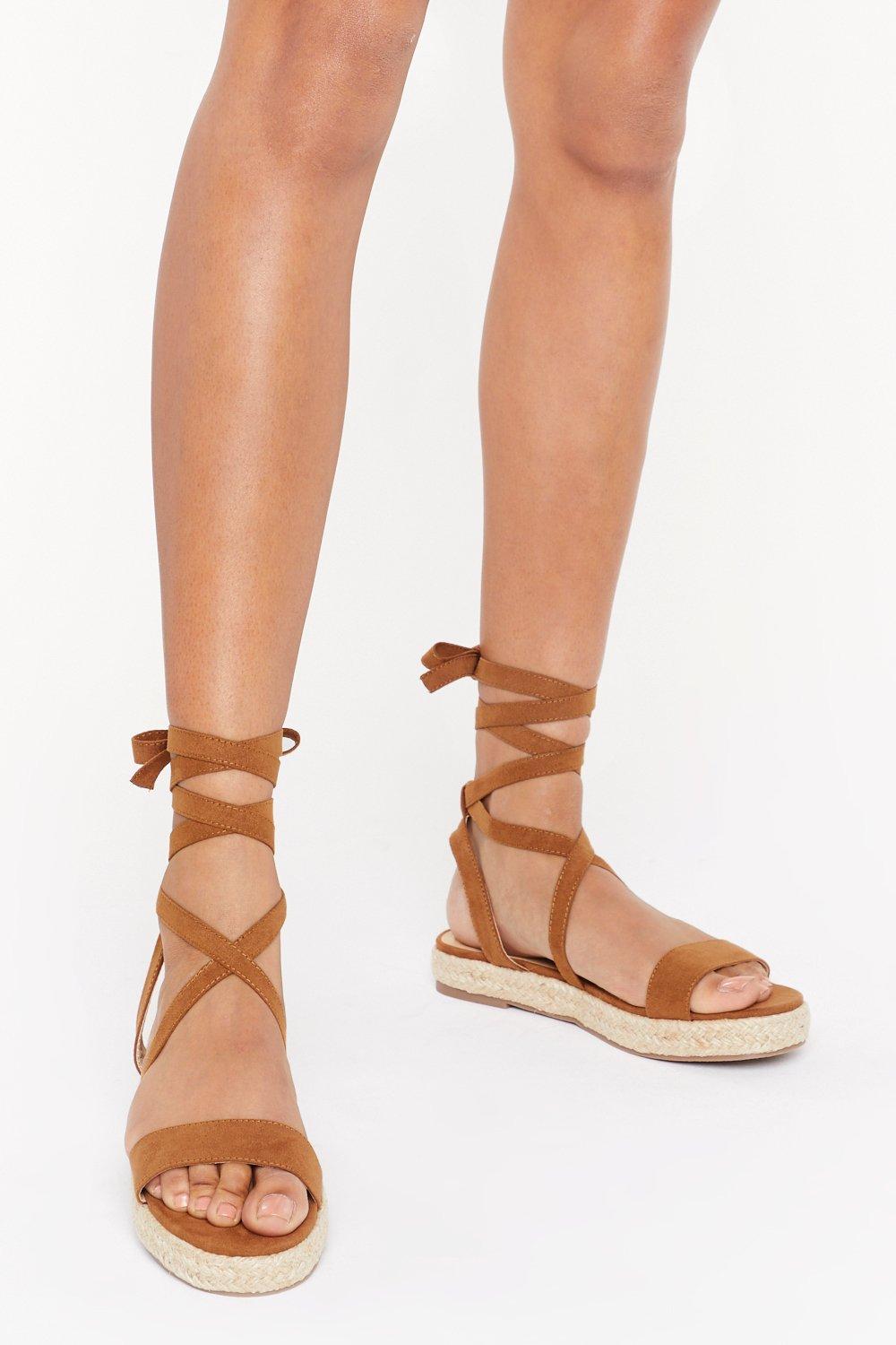 platform tie up sandals