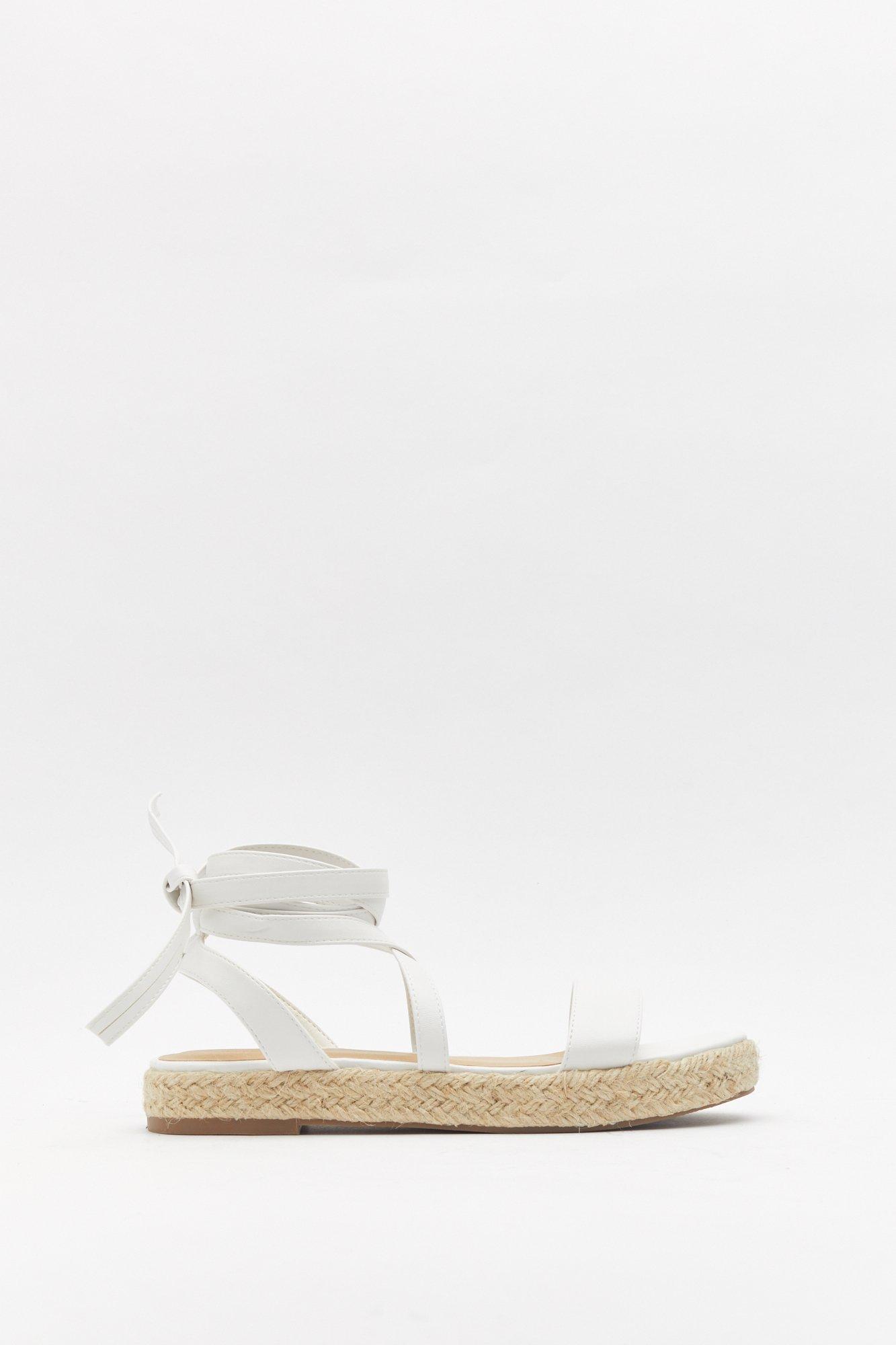 white lace up espadrille sandals