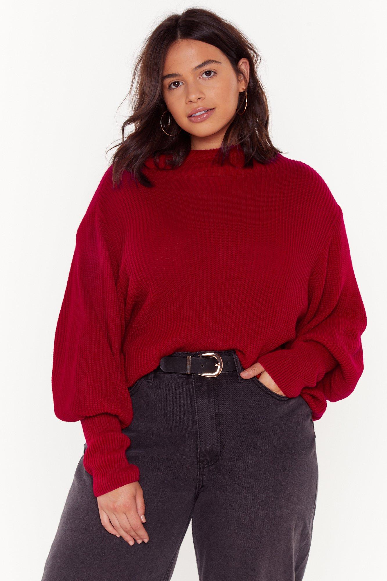 red turtleneck sweater