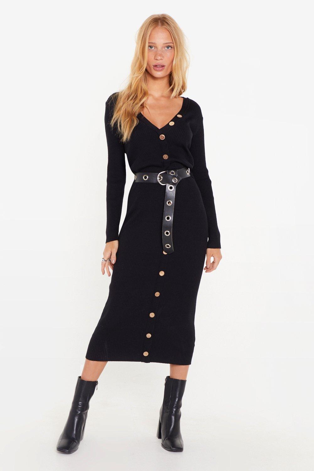 midi button front dress