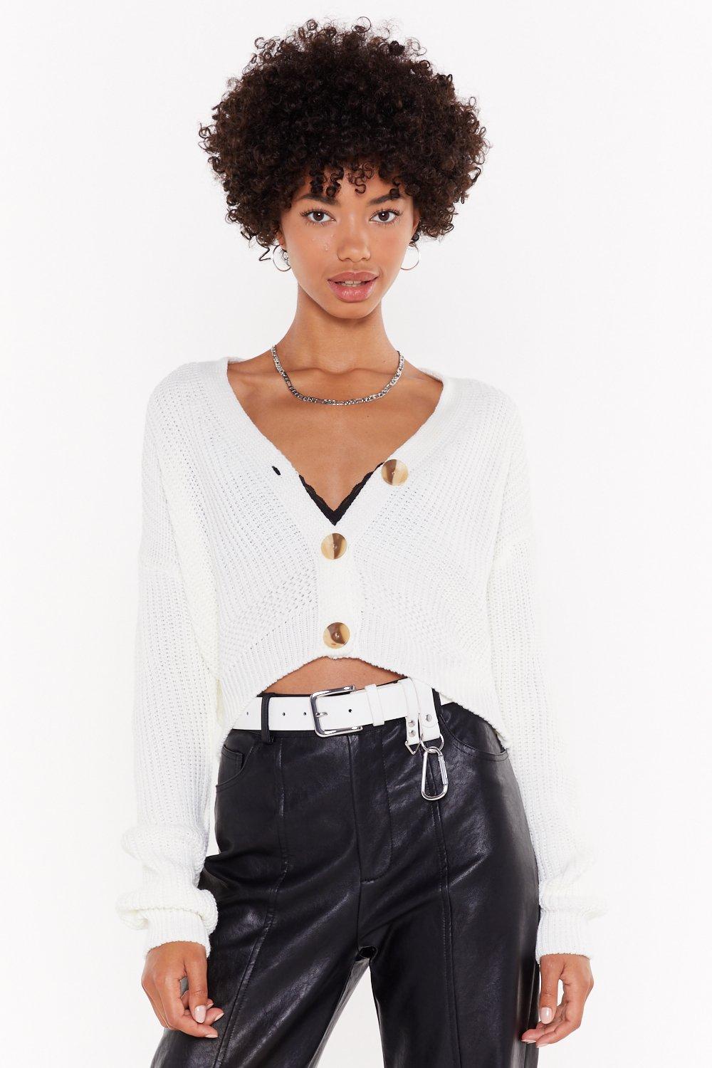 button down crop cardigan