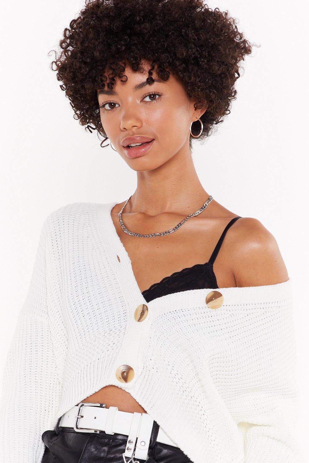 one button cropped cardigan
