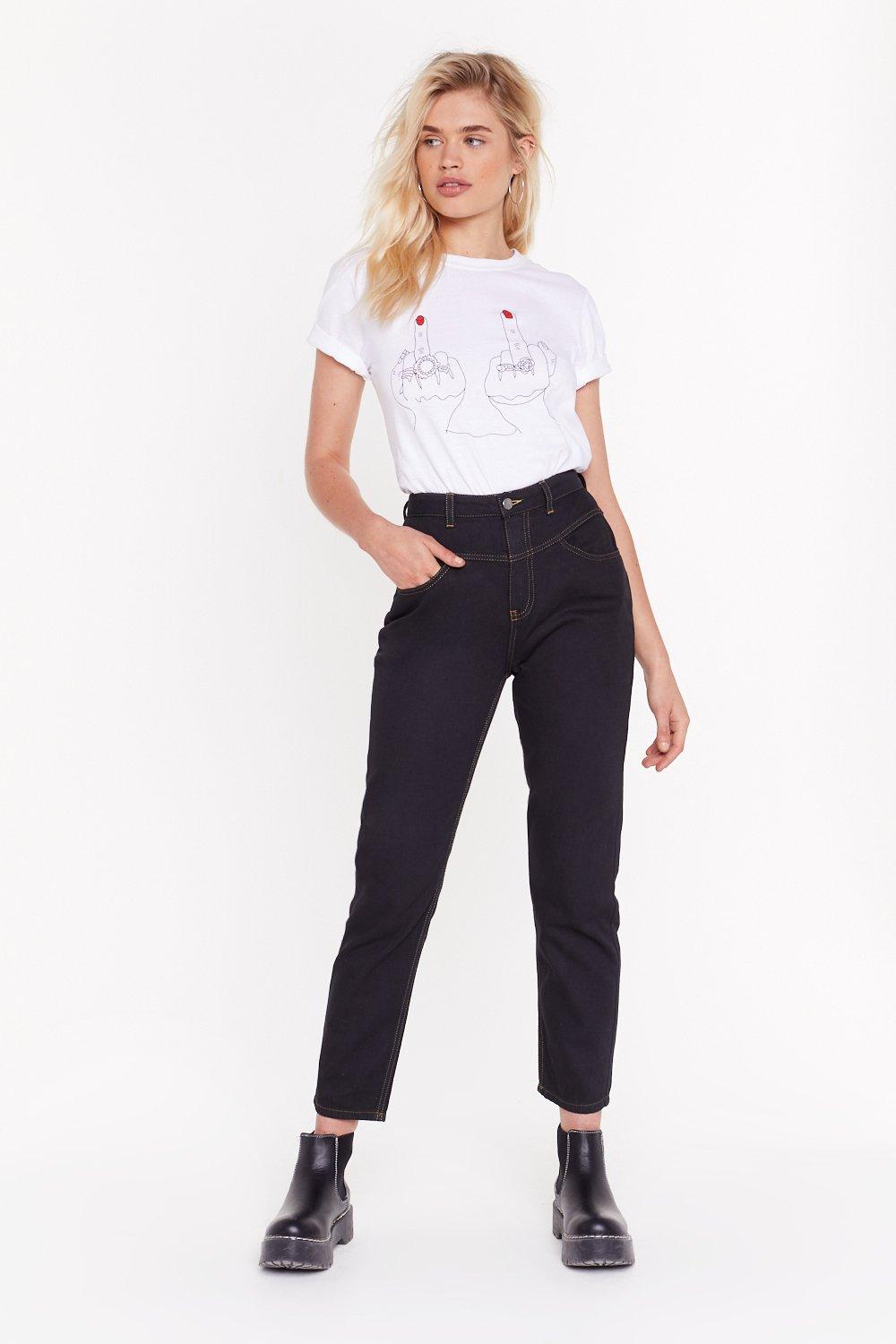 high waisted black mom jeans