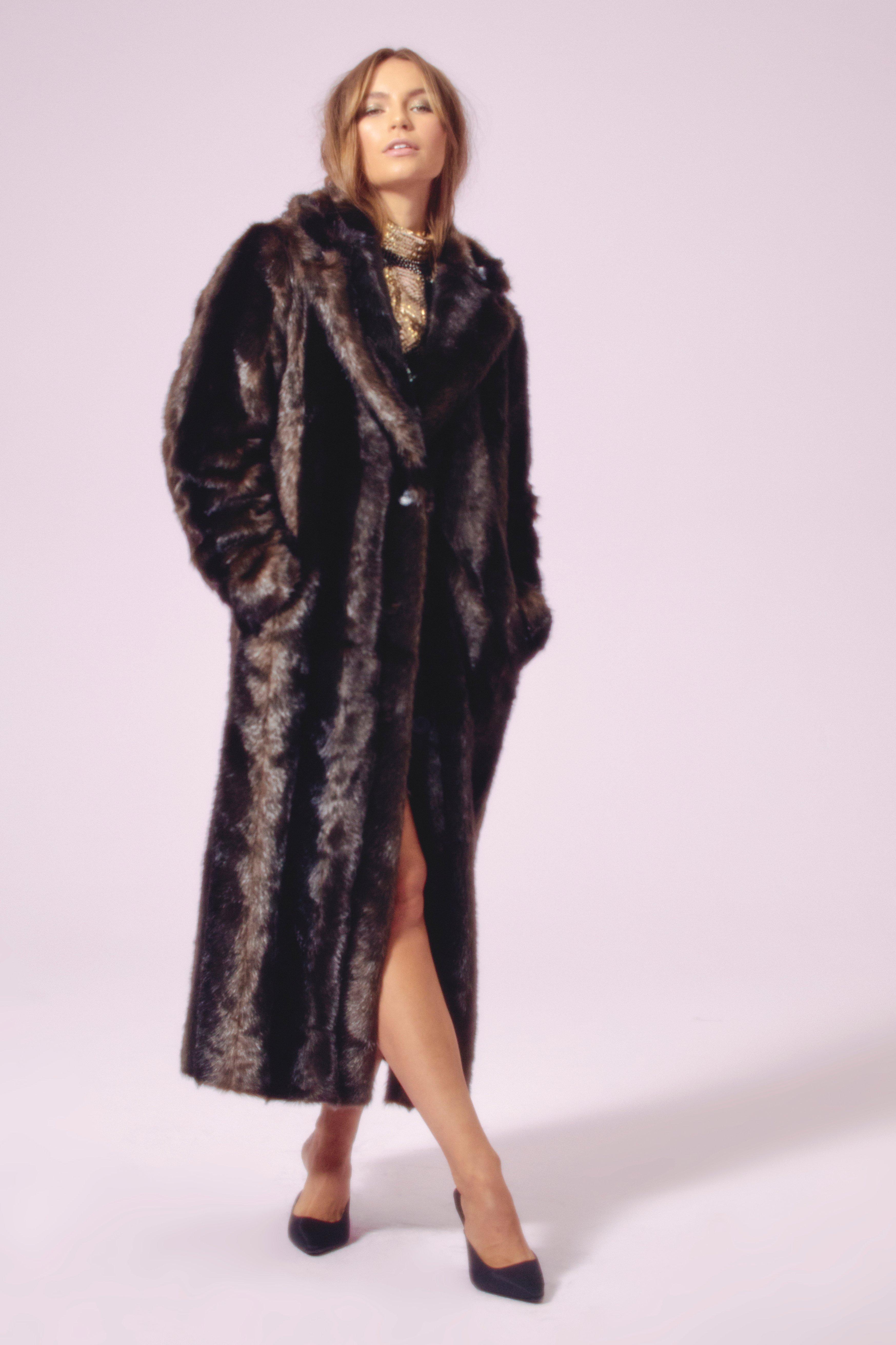 longline faux fur coat