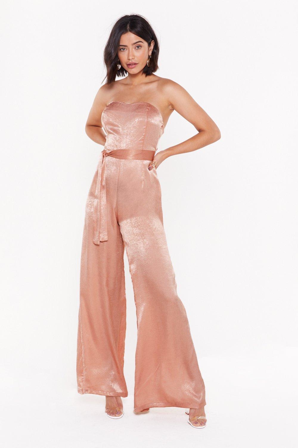 pink satin jumpsuit