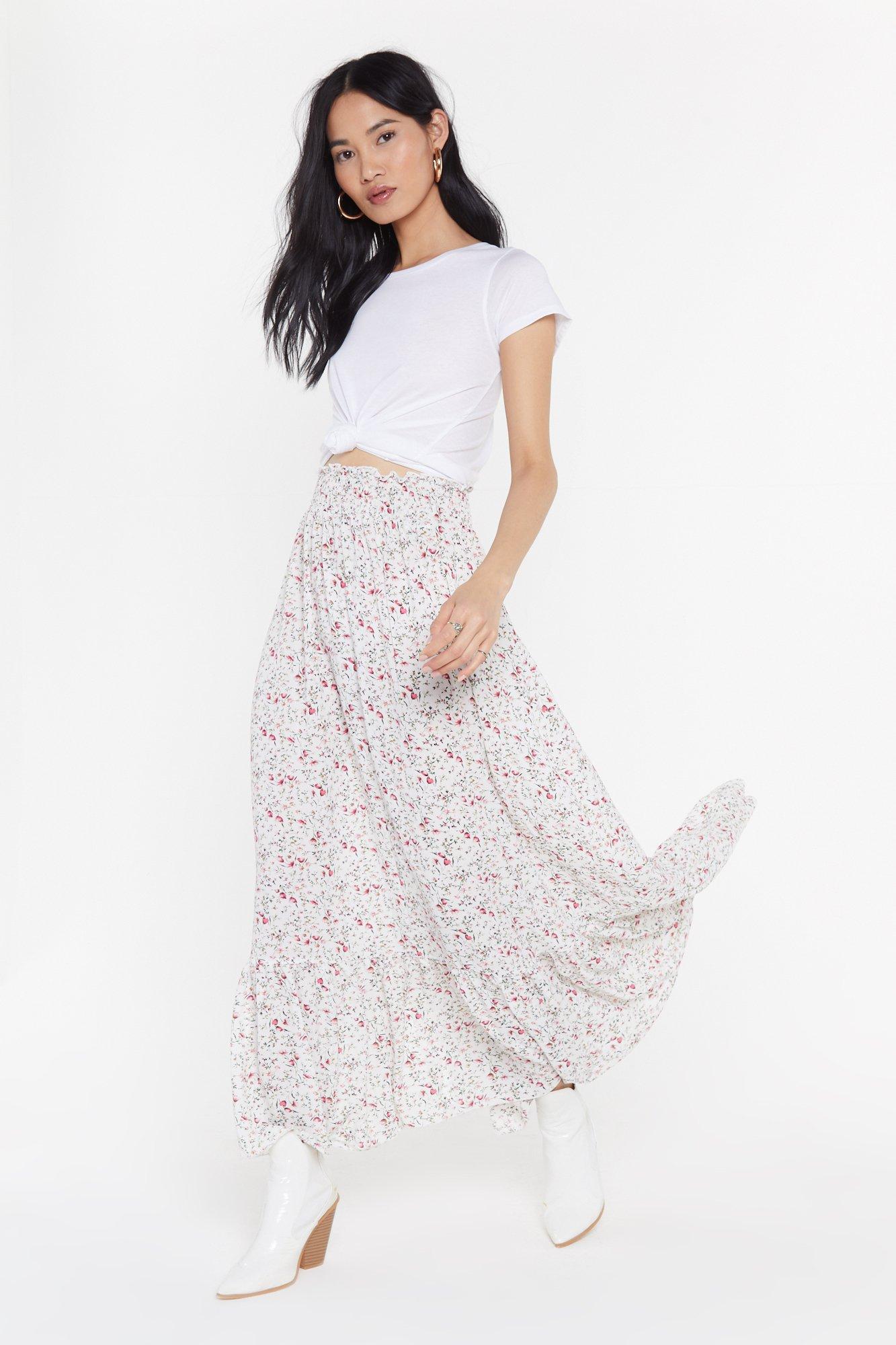 ditsy tiered maxi skirt