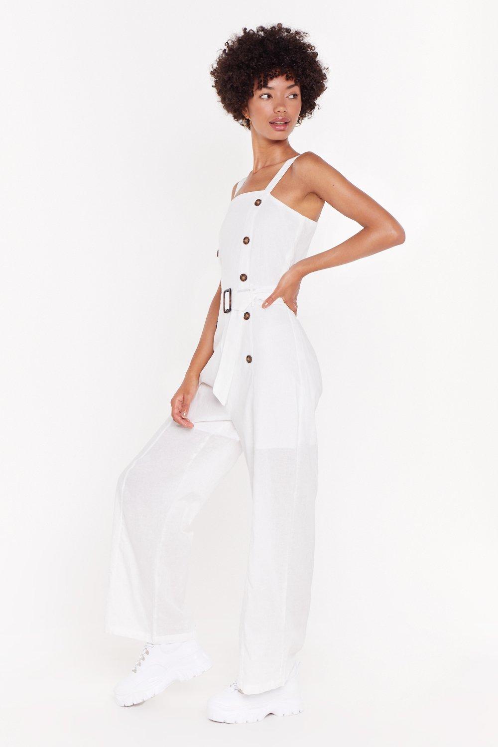 white belted jumpsuit