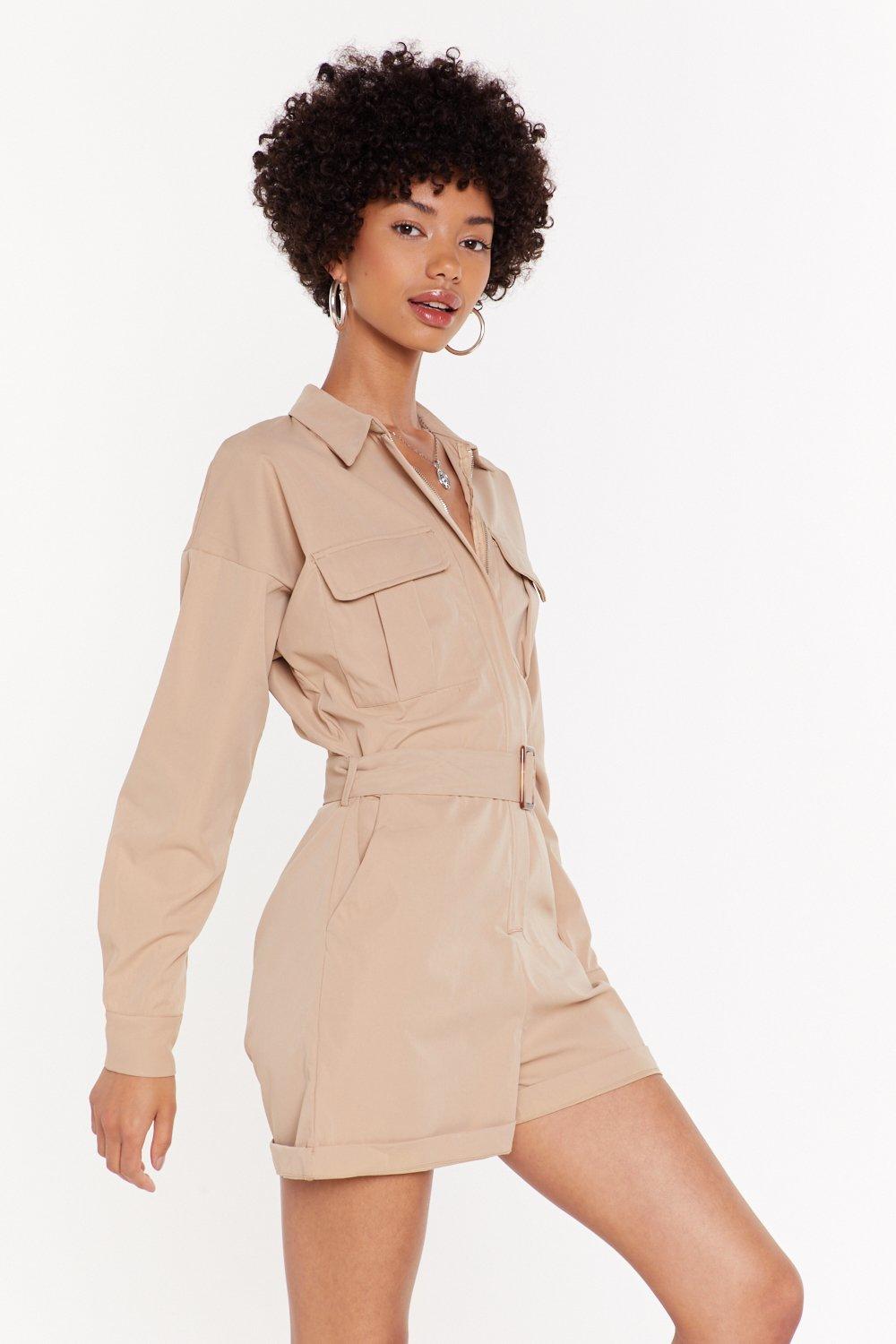 utility playsuit beige