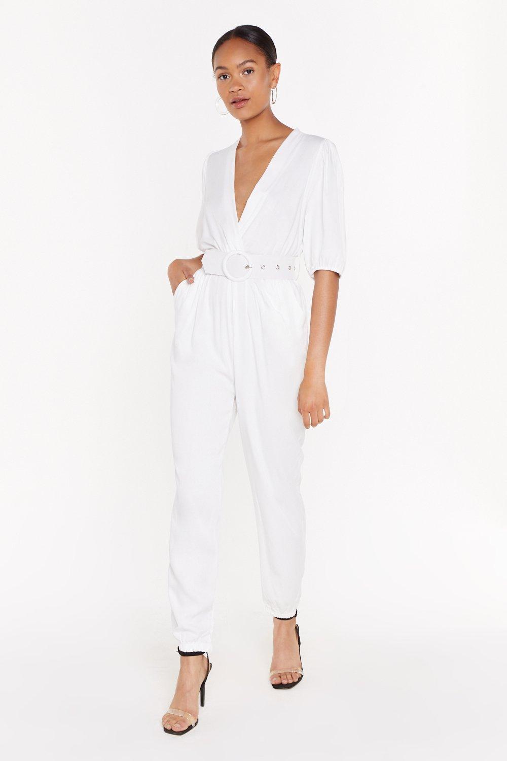 v neck white jumpsuit