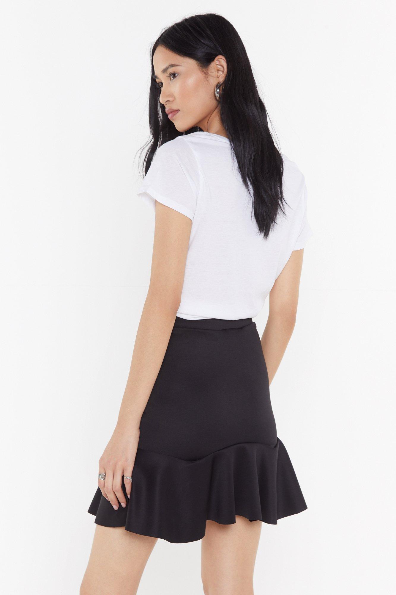 black flippy hem skirt