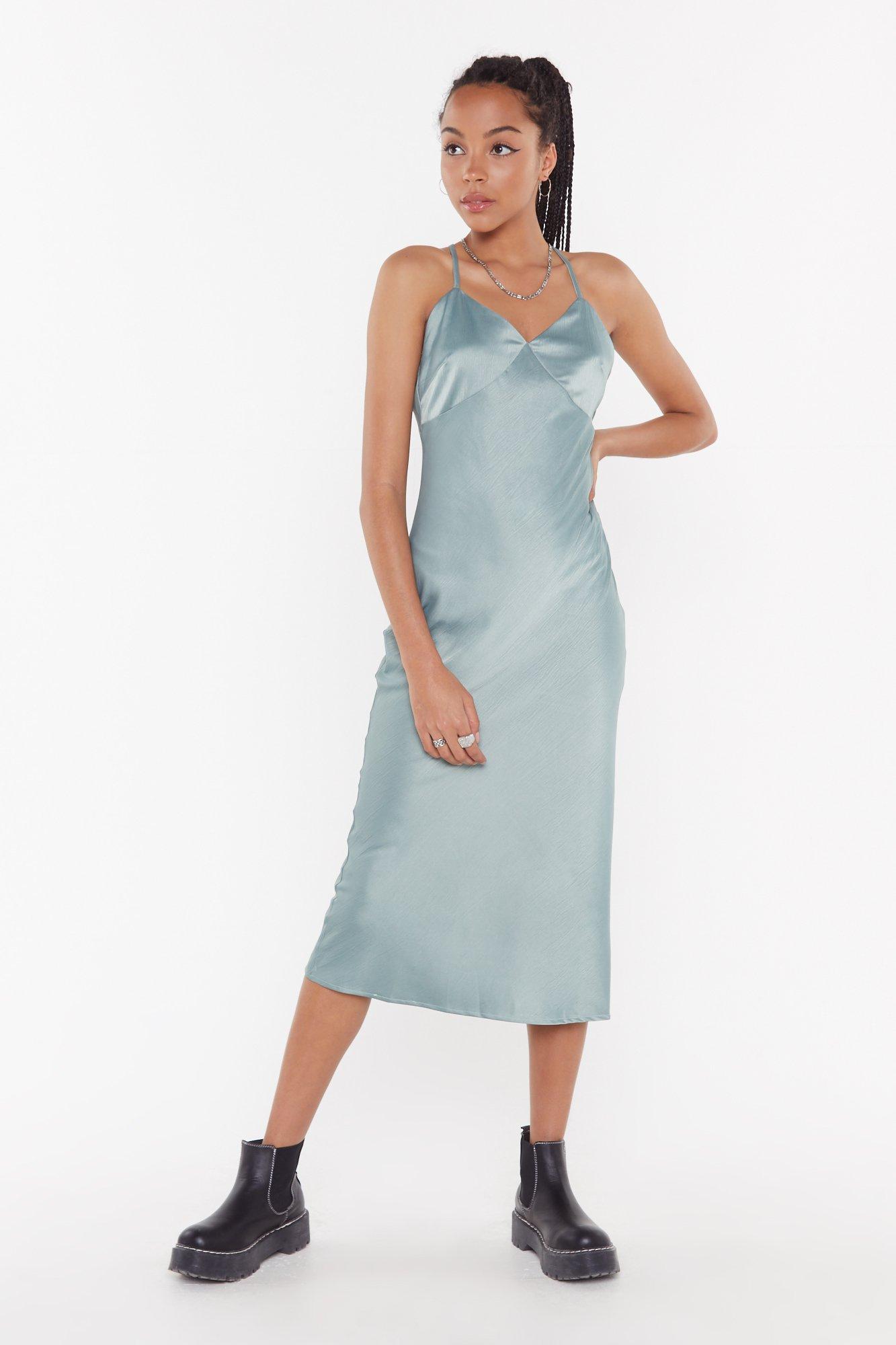 nasty gal satin midi dress