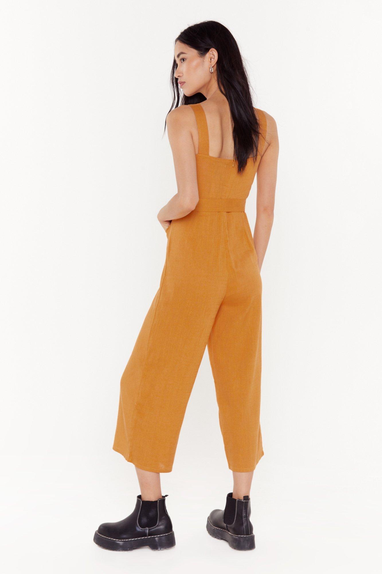 mustard linen jumpsuit