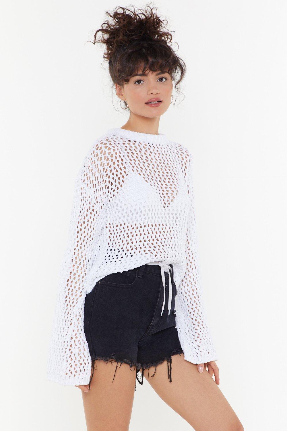 white crochet jumper