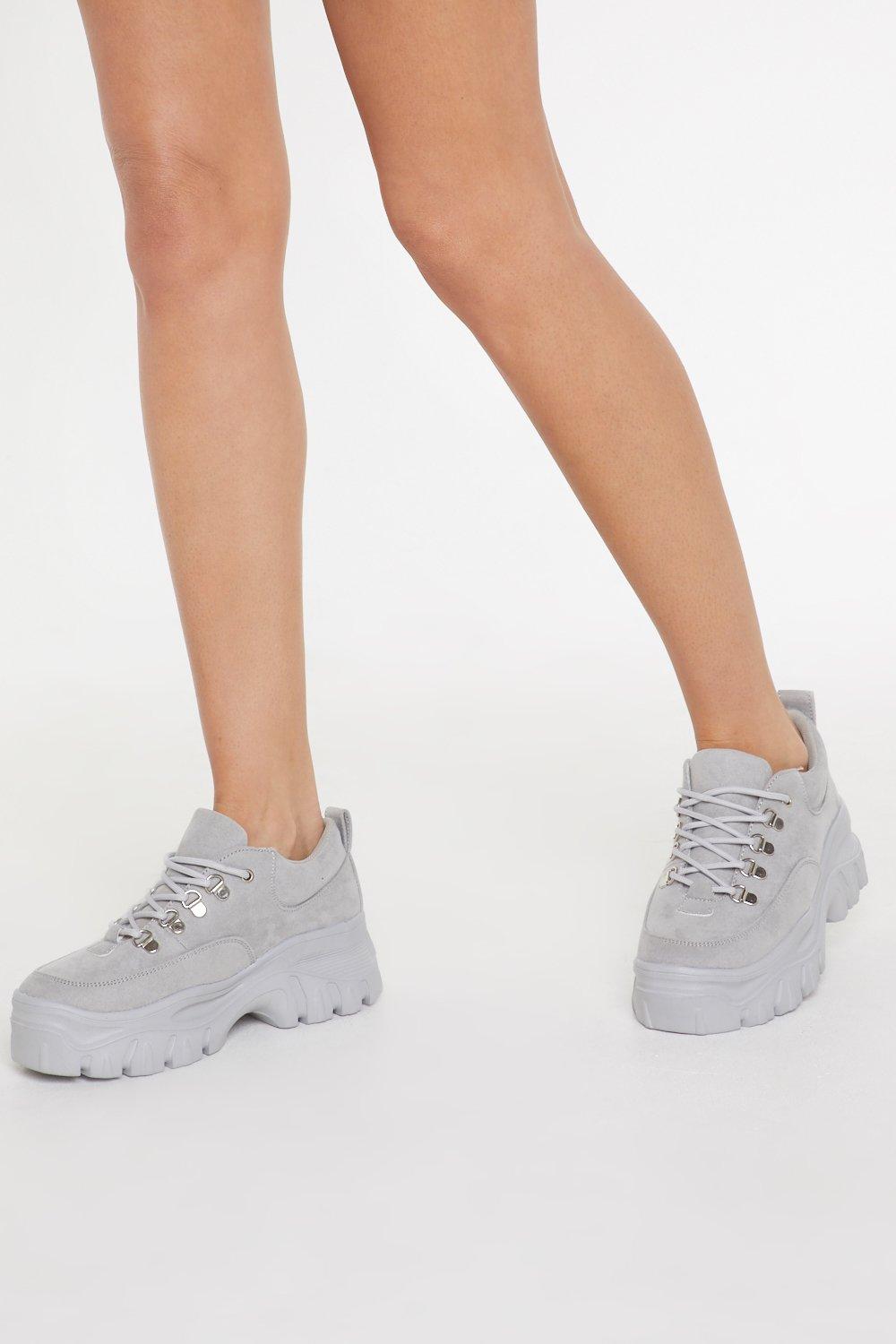 Immi Suede Grey Chunky Trainer | Nasty Gal