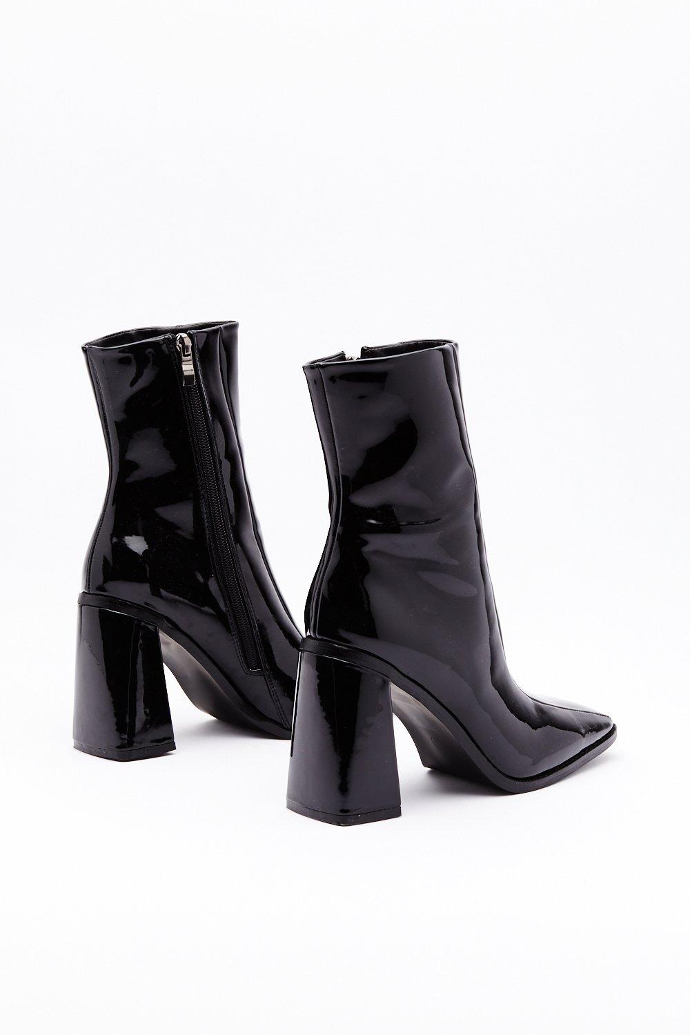 square toe black boots