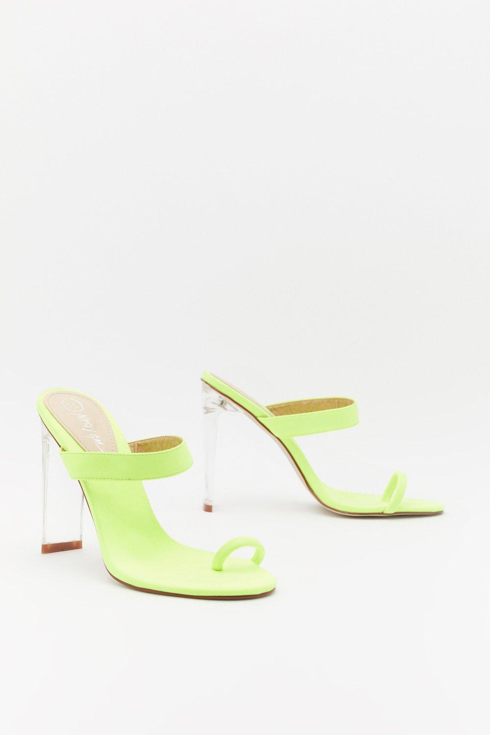 clear and lime green heels