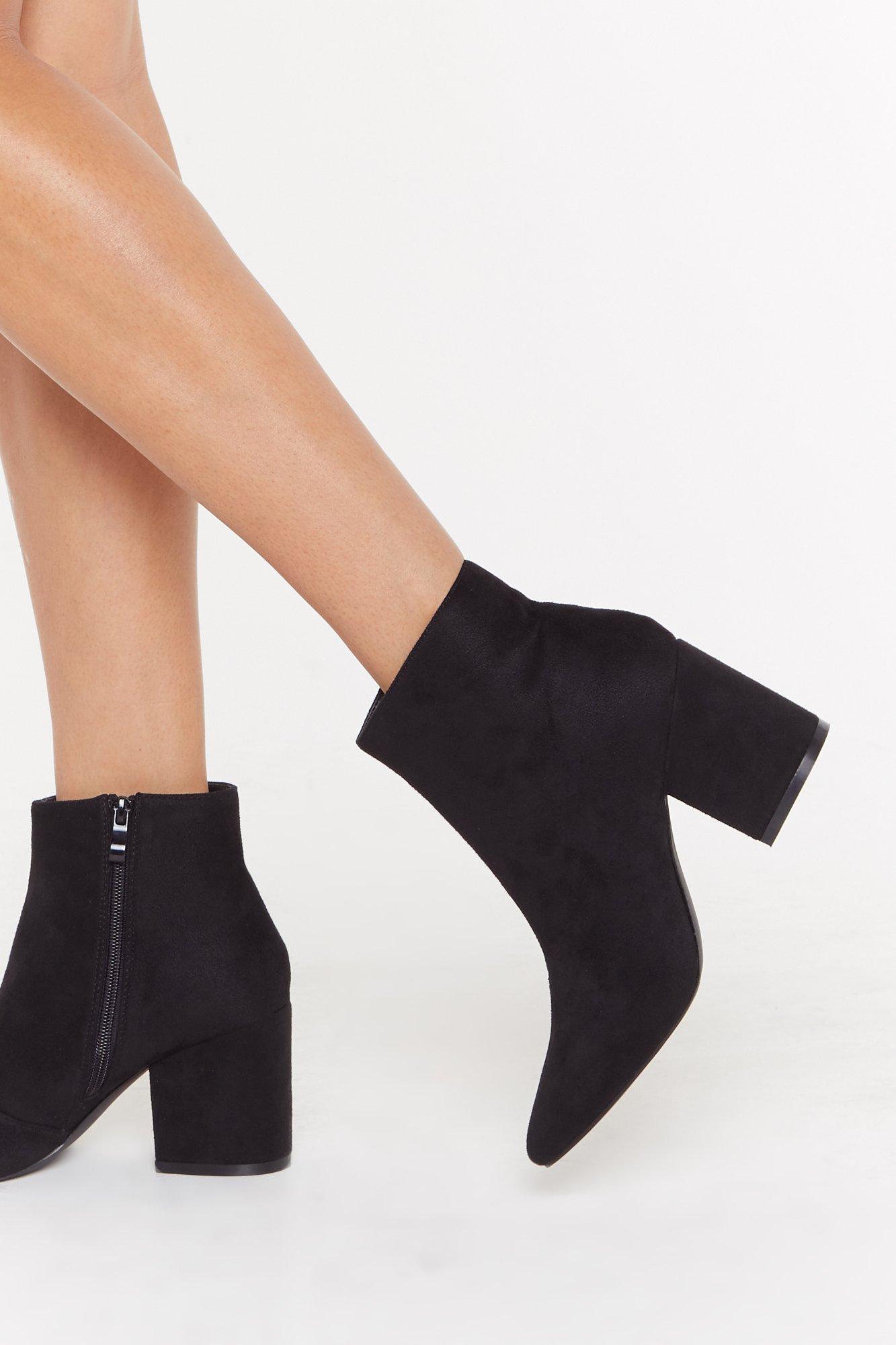 black suede block heel boots