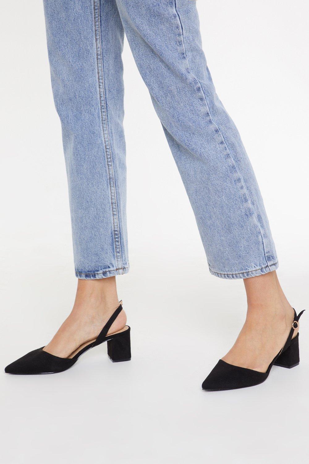 escarpin suedine talon carre