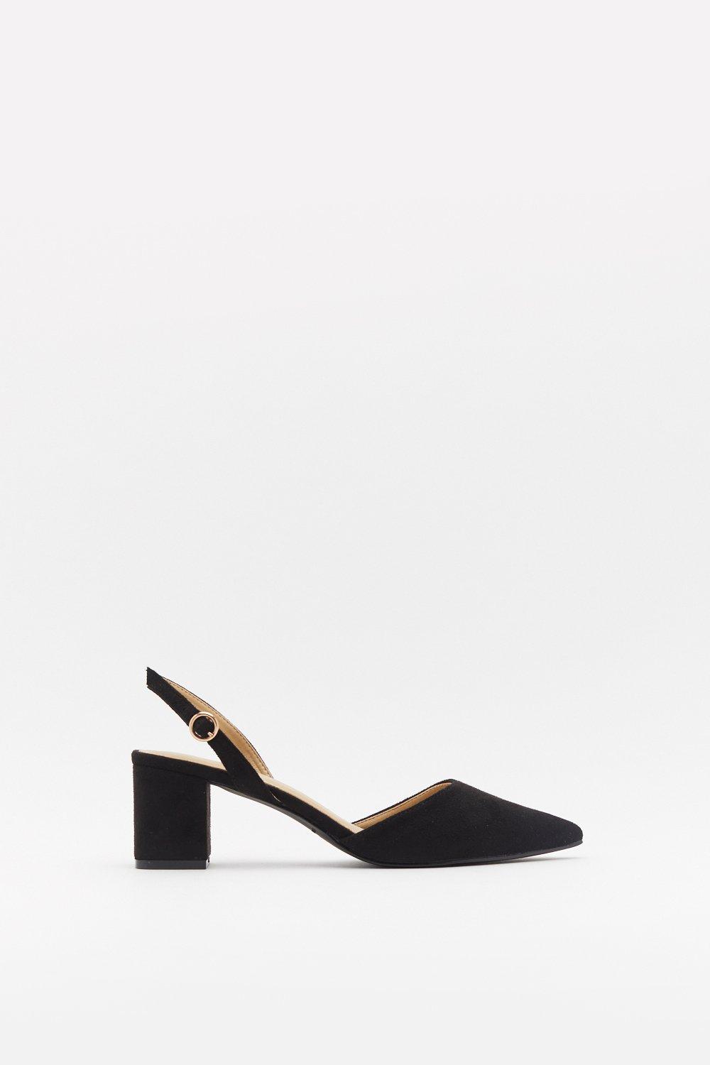 black low block heel court shoes