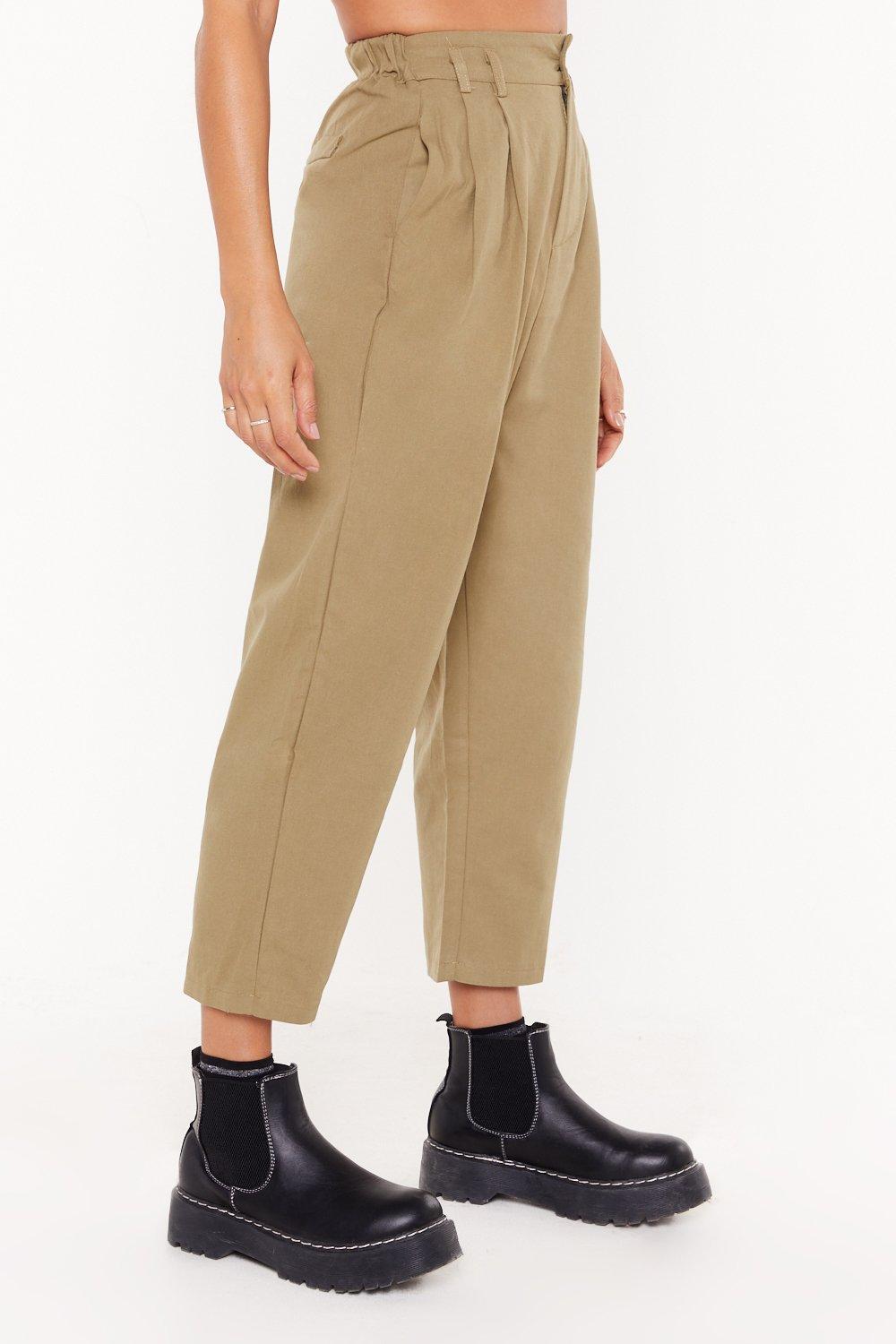 high waisted khaki jeans