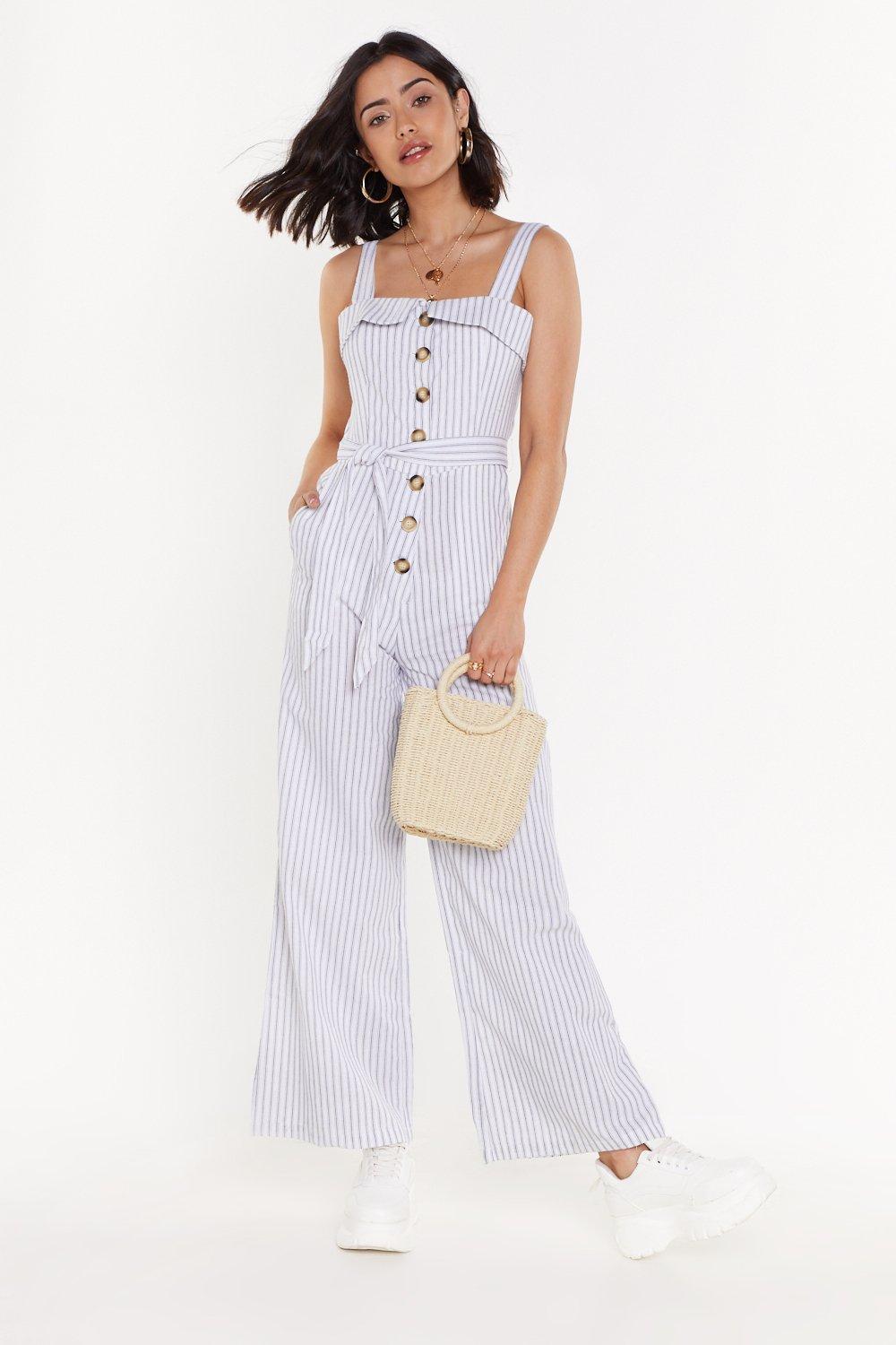 linen button jumpsuit