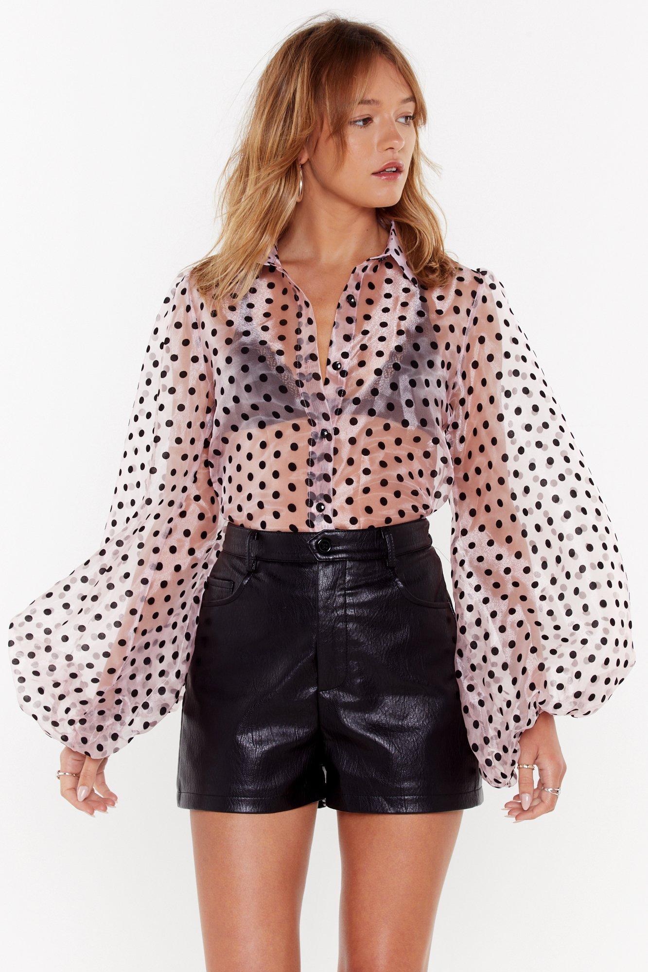 sheer balloon sleeve blouse