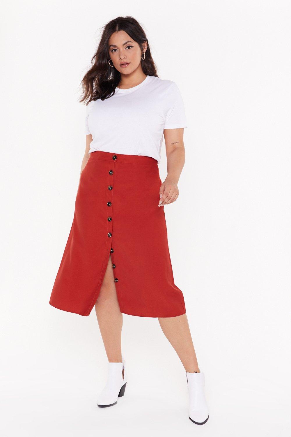 button down midi skirt