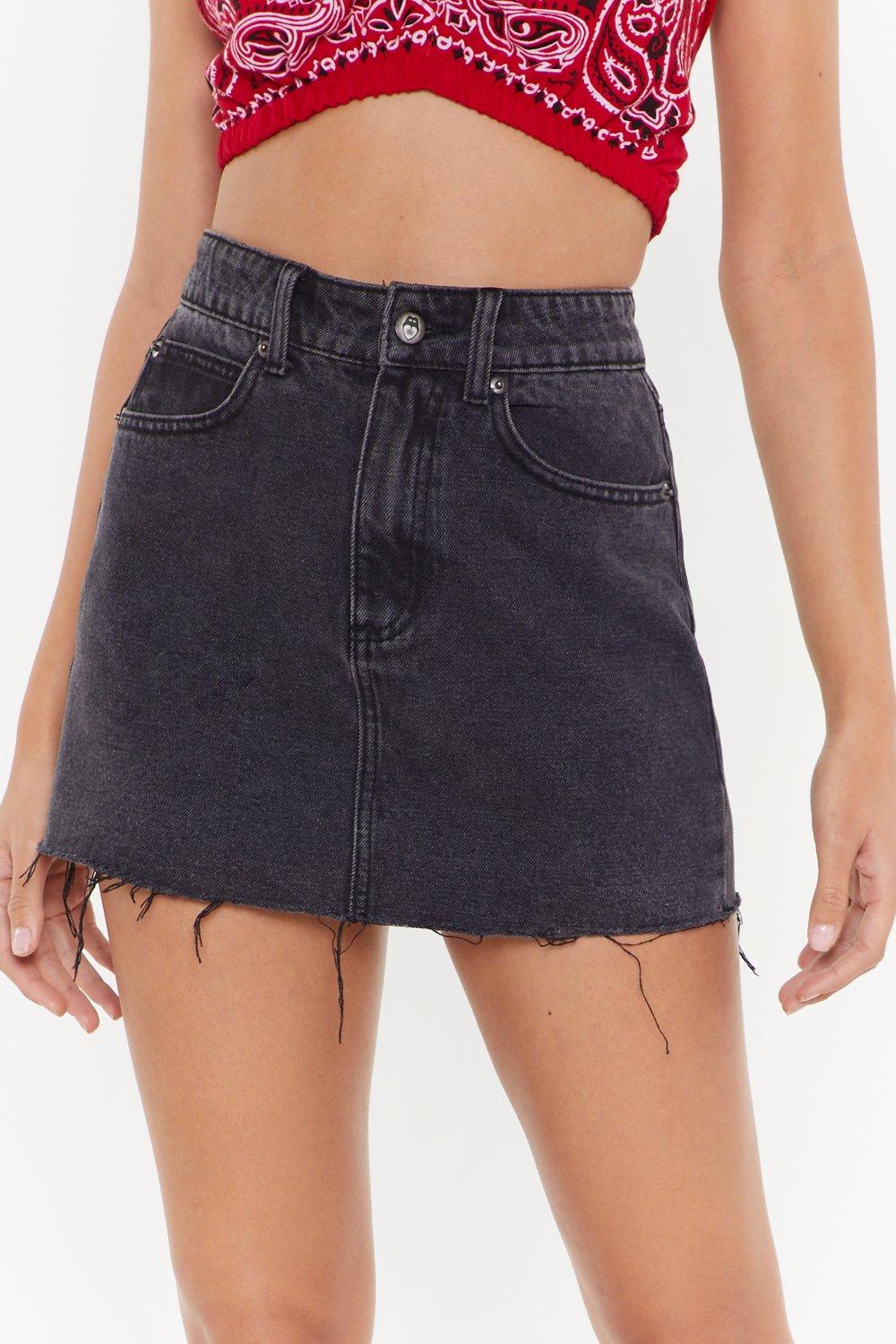 black high waist denim skirt