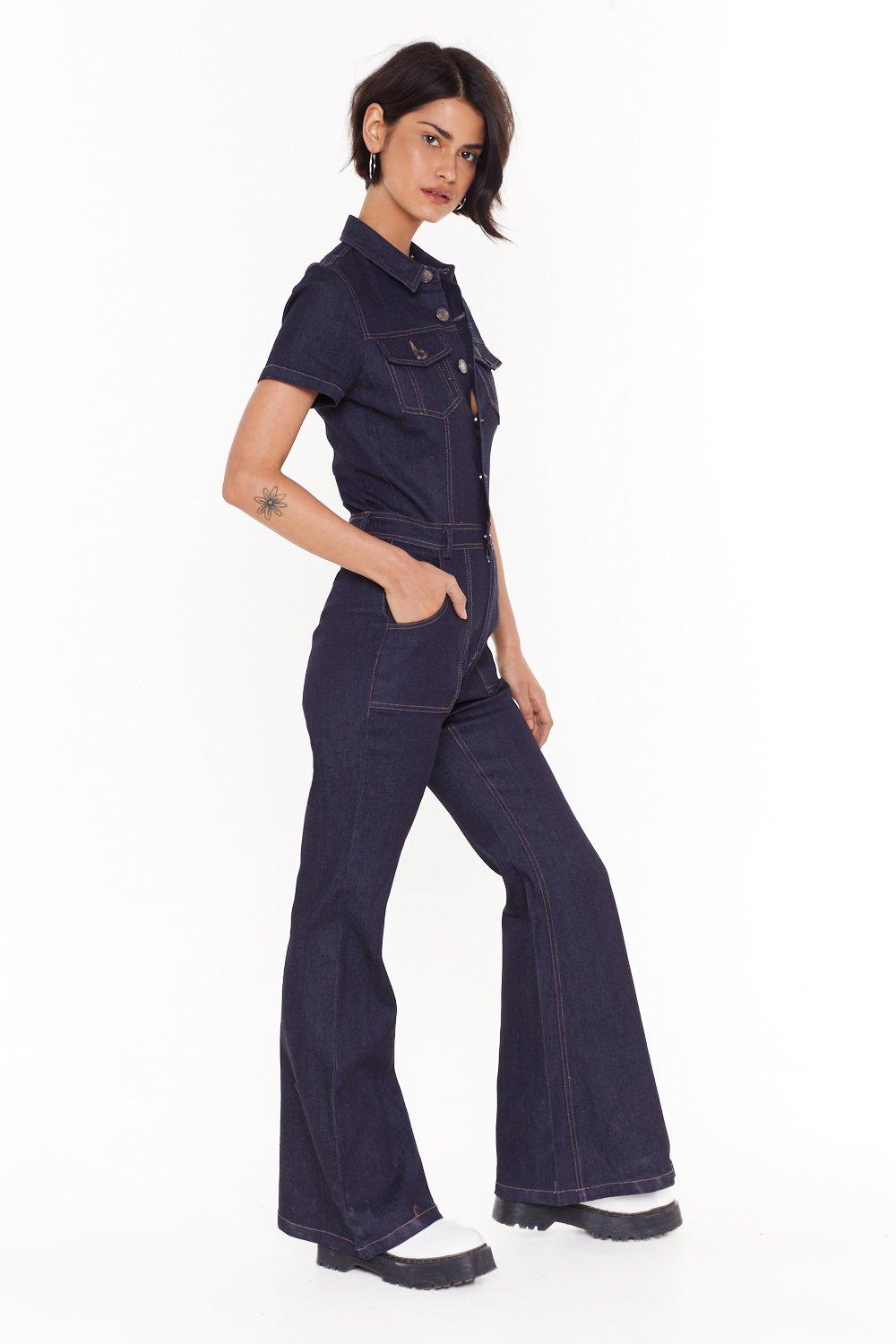 flared boiler suit