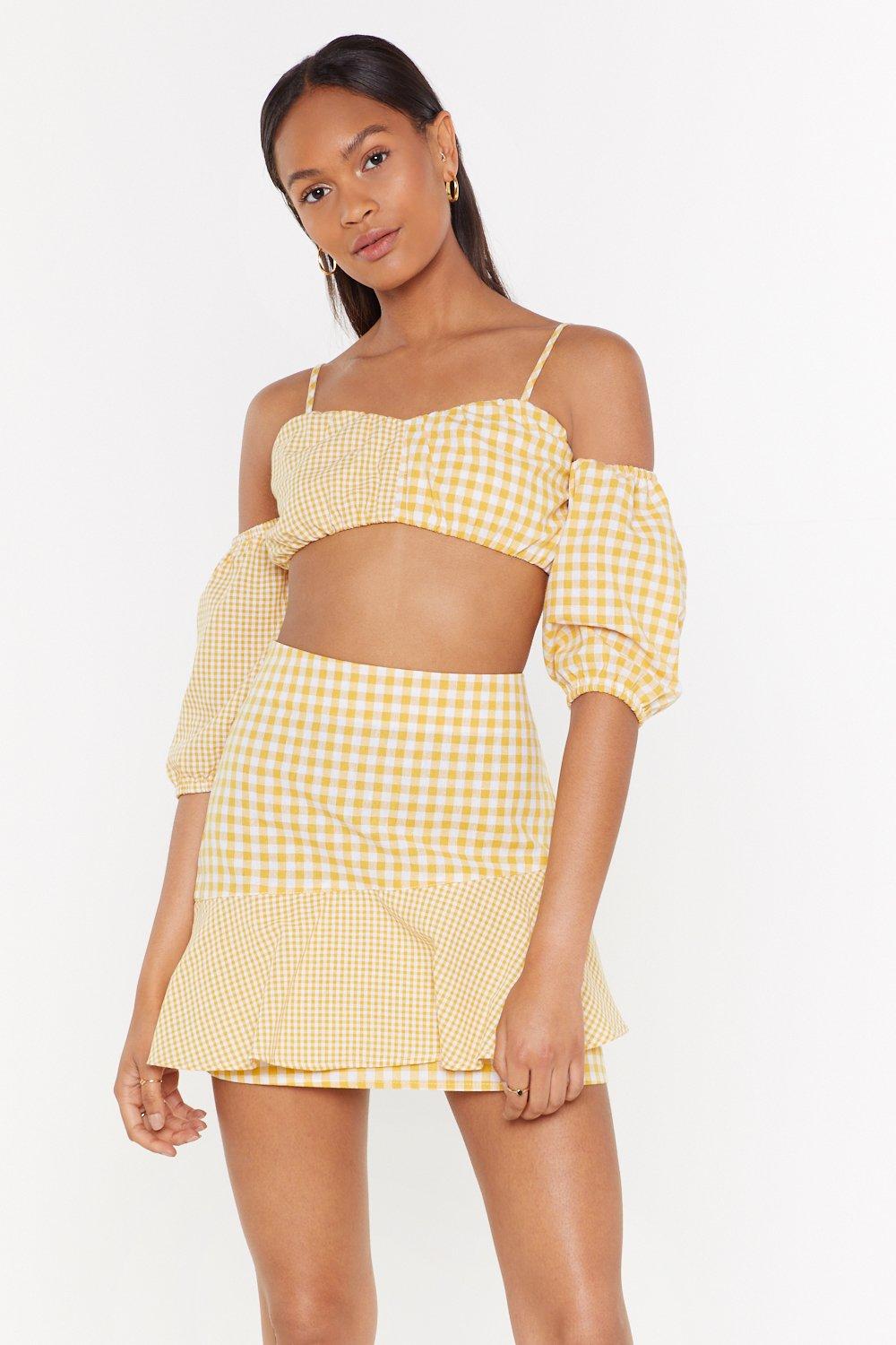 yellow gingham crop top