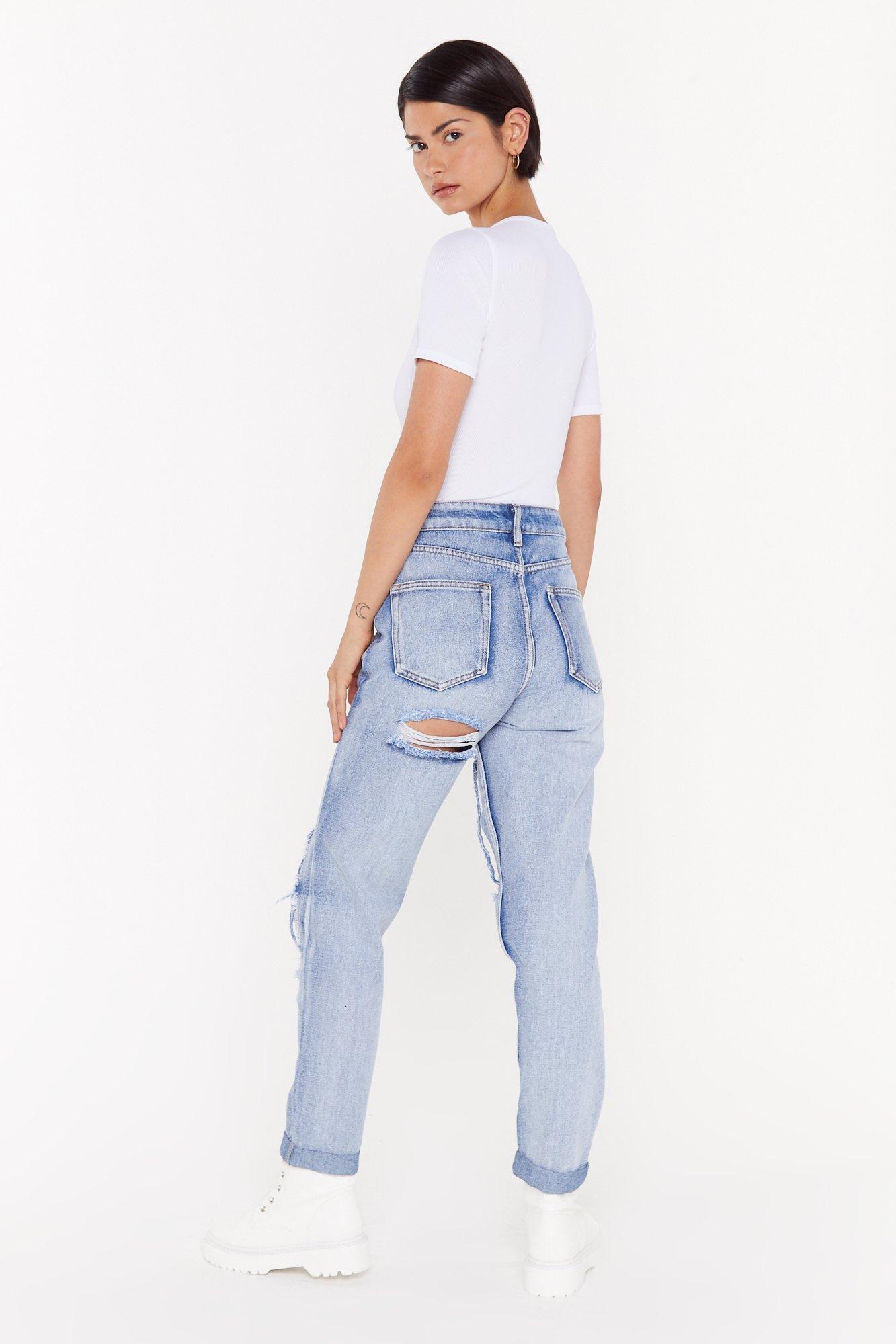 distressed mum jeans