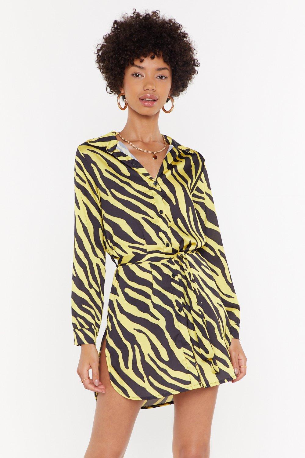 Earn Your Stripes Zebra Shirt Dress Nasty Gal