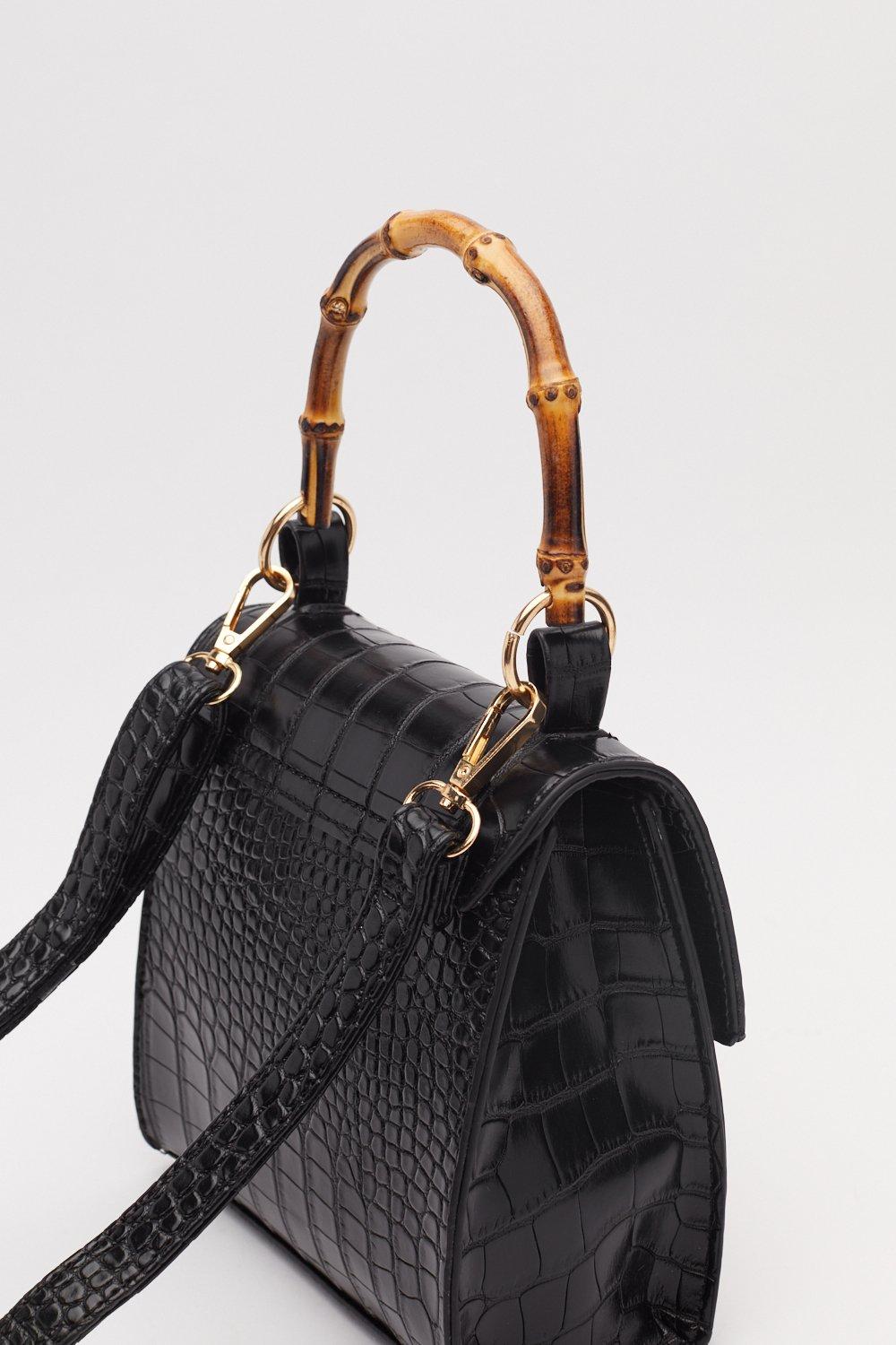 black structured handbag