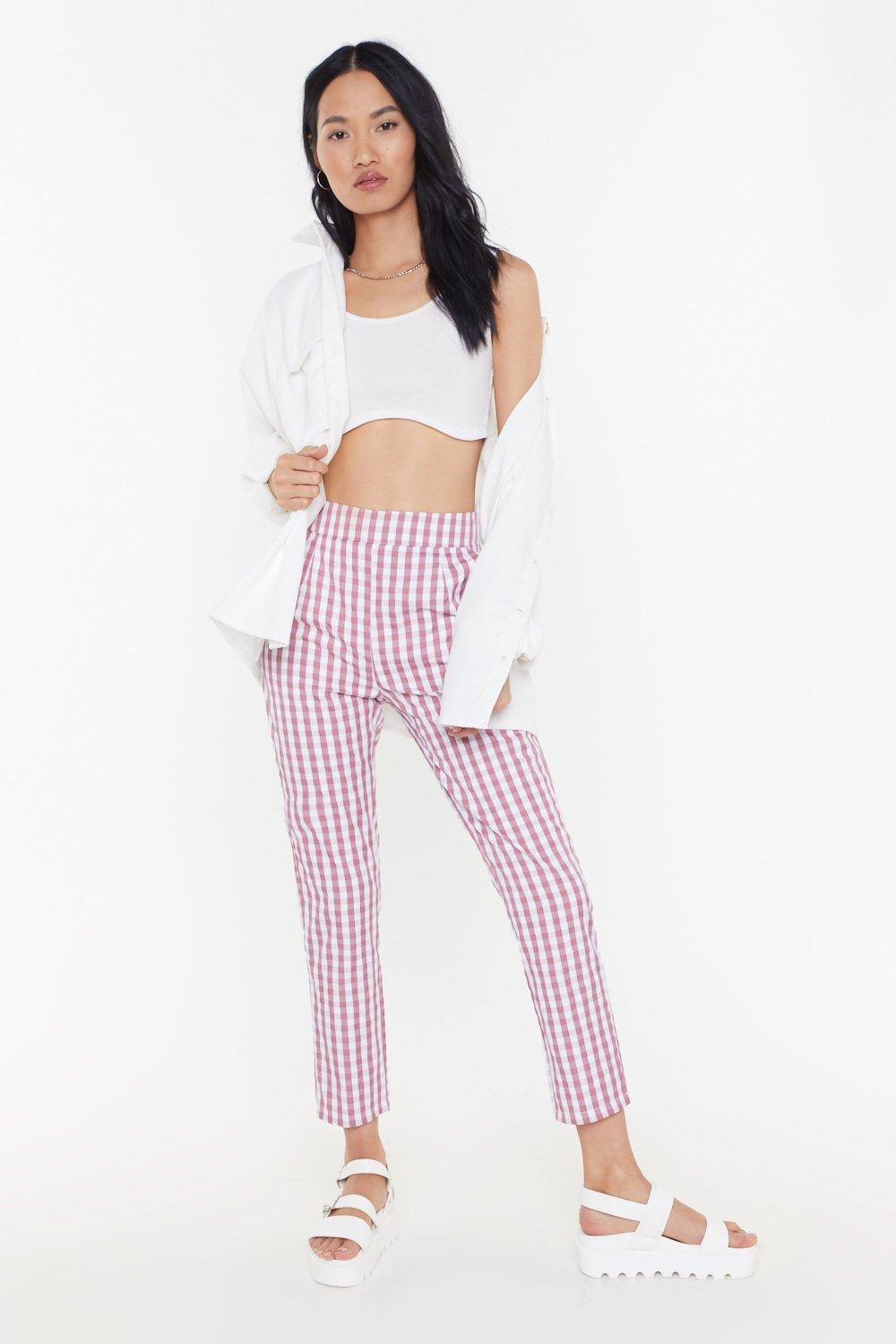 high waisted gingham pants