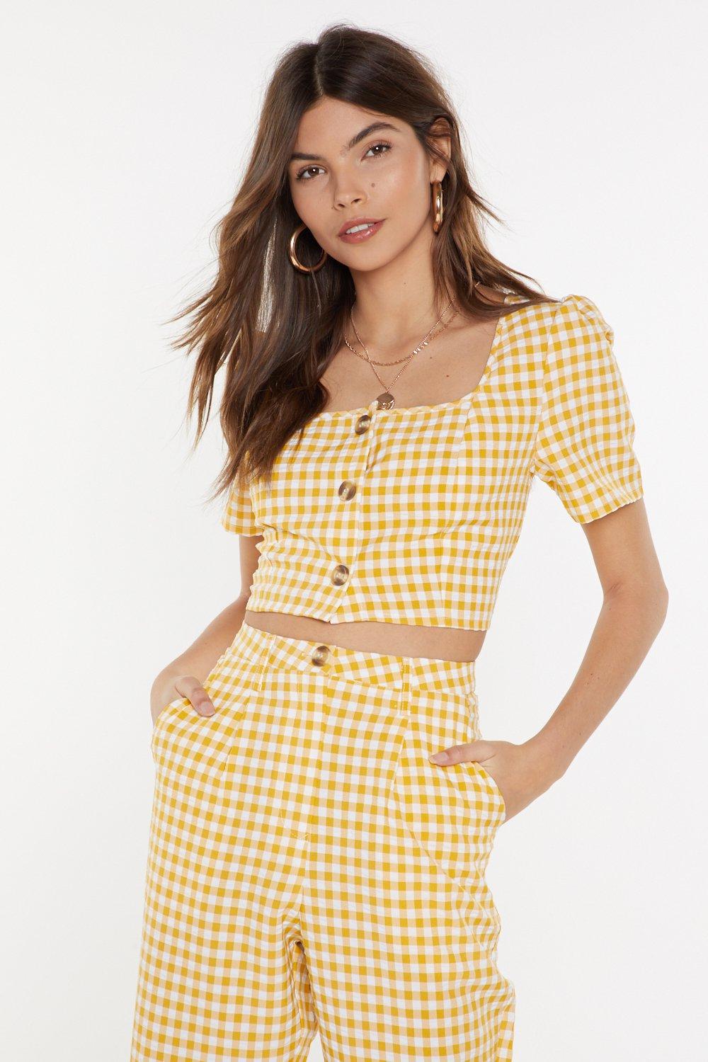yellow gingham top